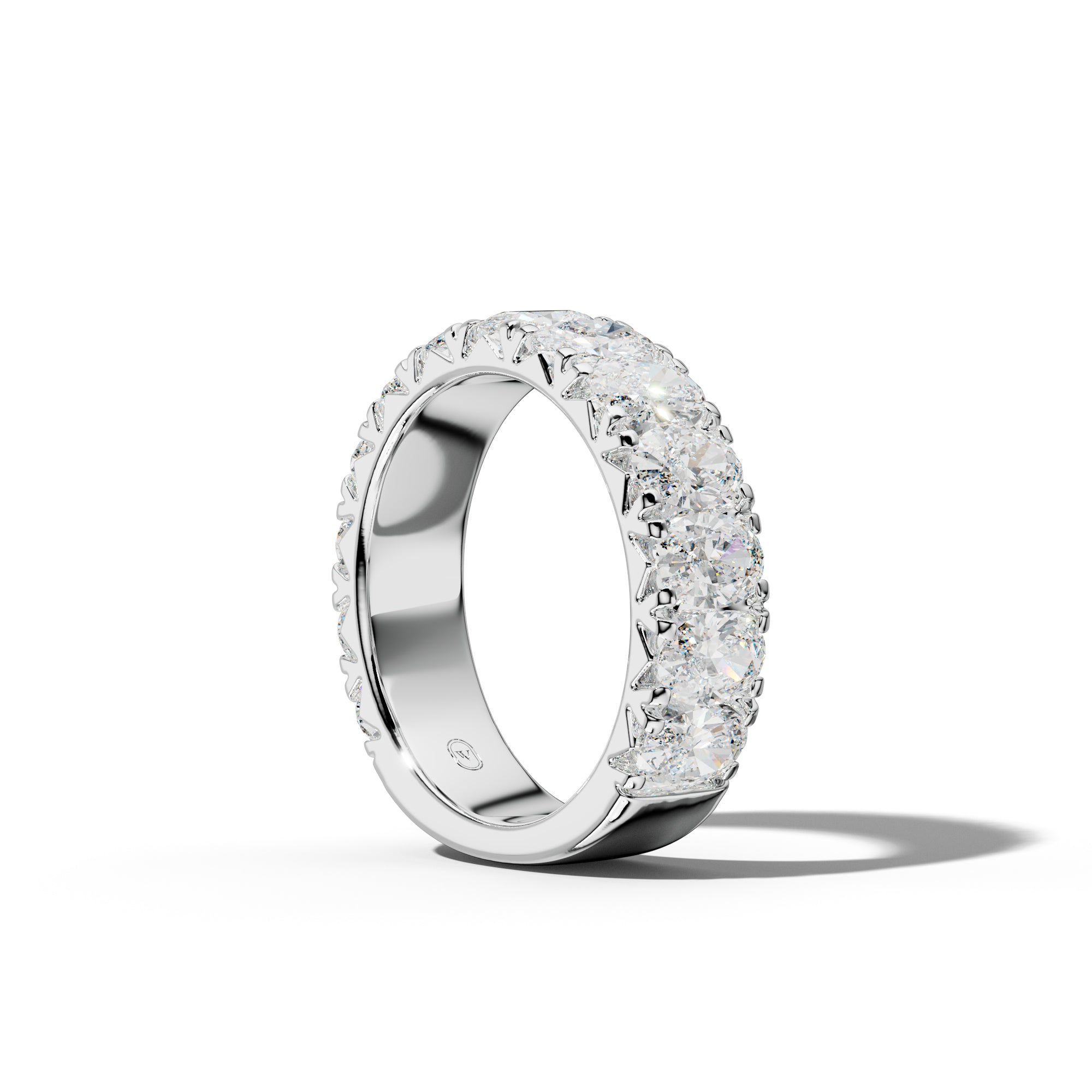 4.0 Carat Oval Diamond French Pave 3/4 Anniversary Band