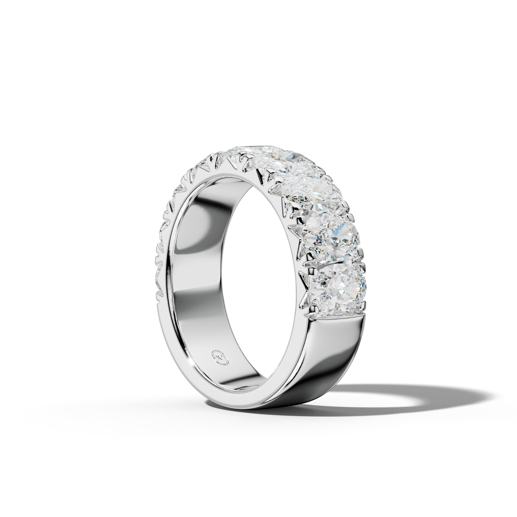 4.0 Carat Oval Diamond French Pave Half Anniversary Band