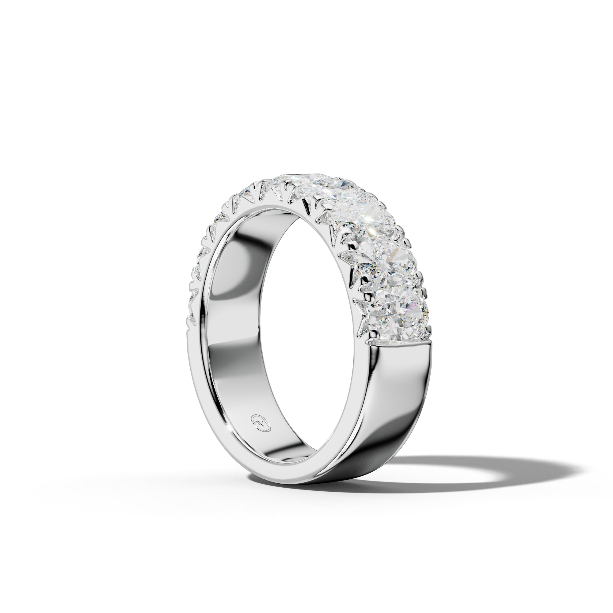 3.0 Carat Oval Diamond French Pave Half Anniversary Band