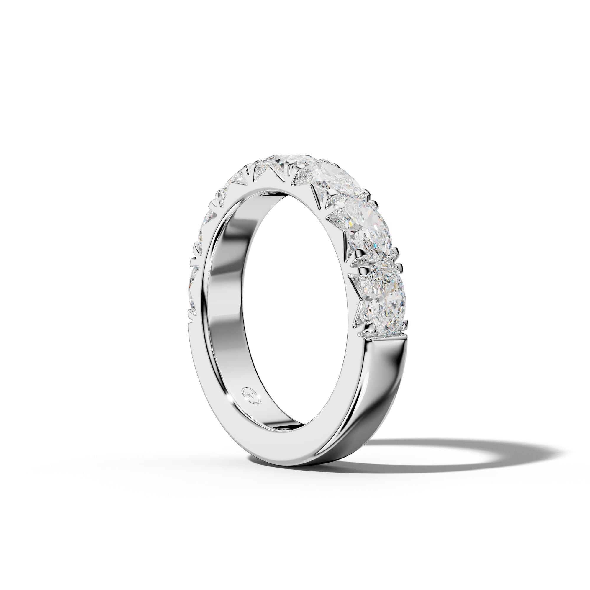 2.0 Carat East West Oval Diamond French Pave Half Anniversary Band