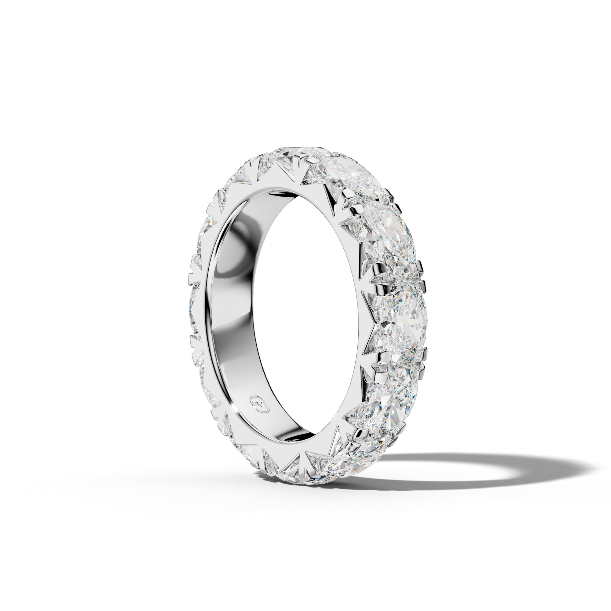 5.0 Carat East West Oval Diamond French Pave Eternity Band