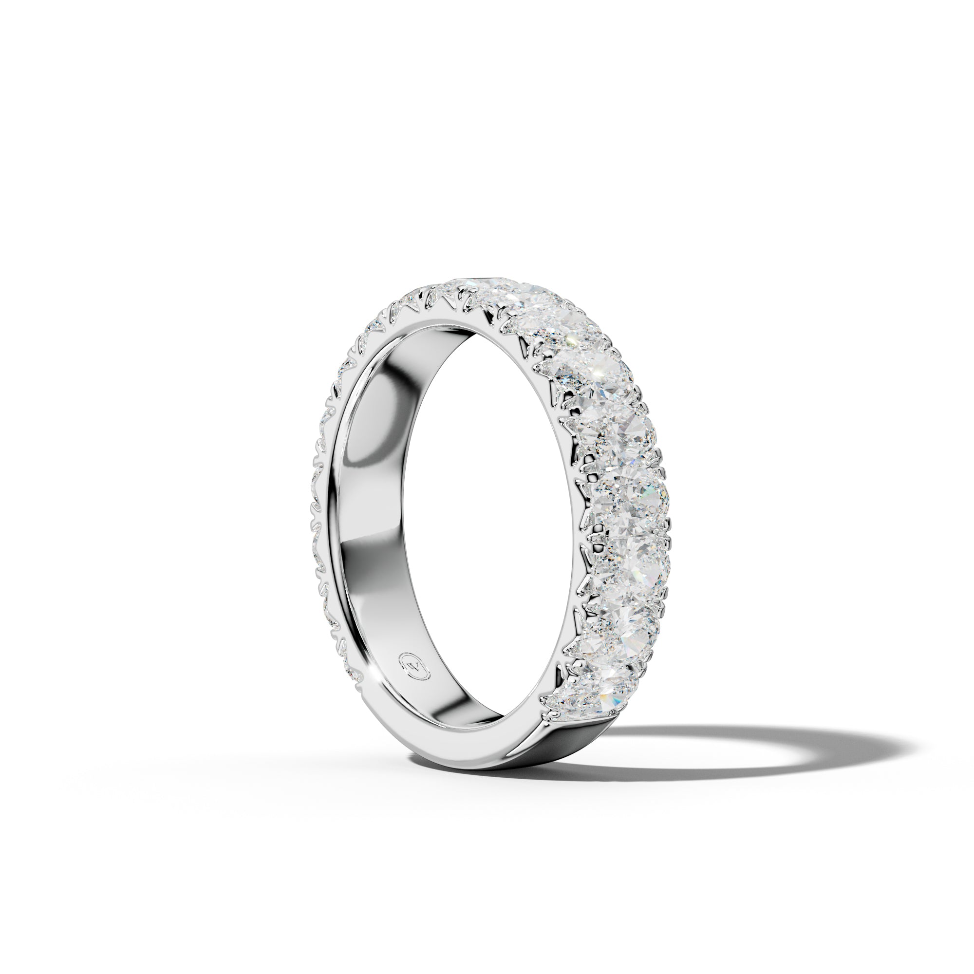3.0 Carat Oval Diamond French Pave 3/4 Anniversary Band