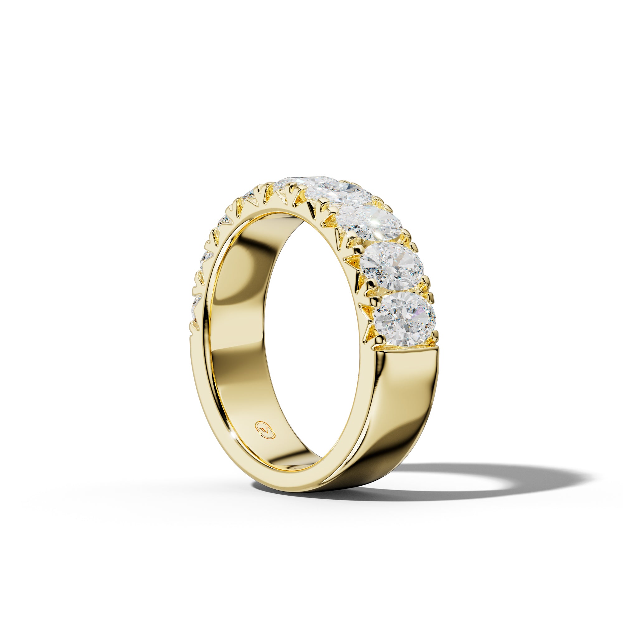 3.0 Carat Oval Diamond French Pave Half Anniversary Band