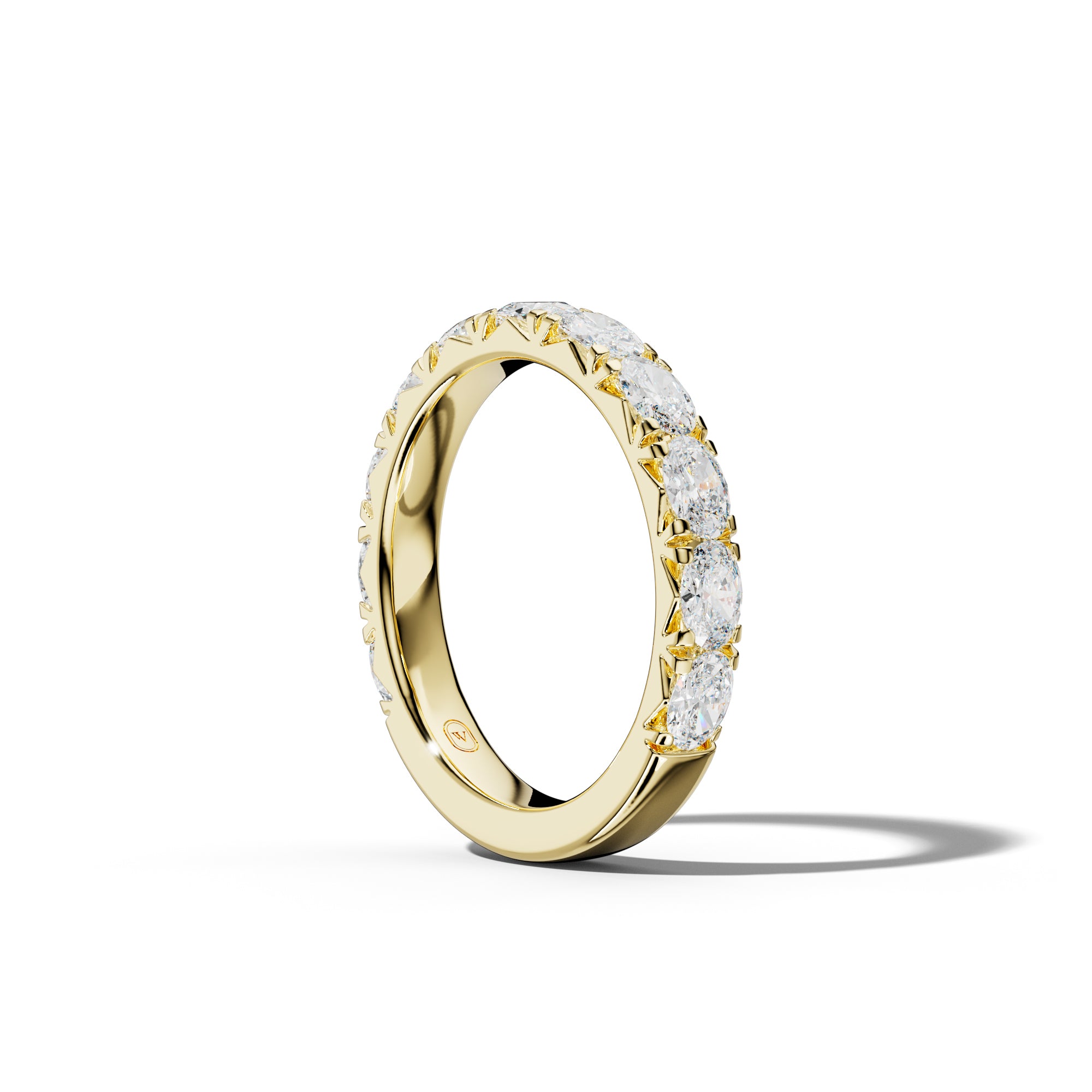 1.0 Carat East West Oval Diamond French Pave 3/4 Anniversary Band