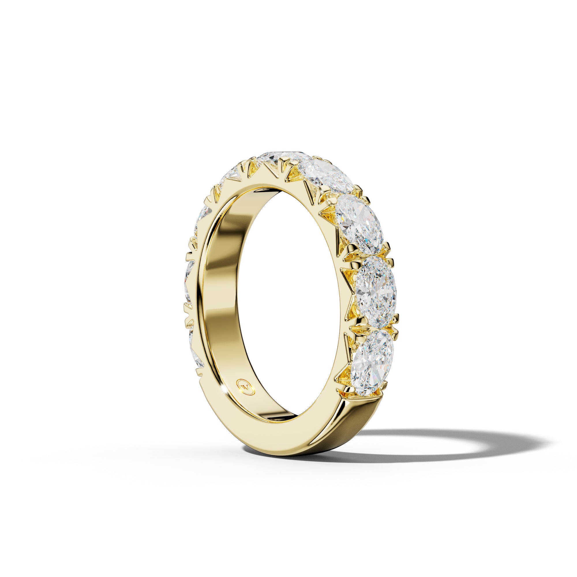 2.0 Carat East West Oval Diamond French Pave 3/4 Anniversary  Band