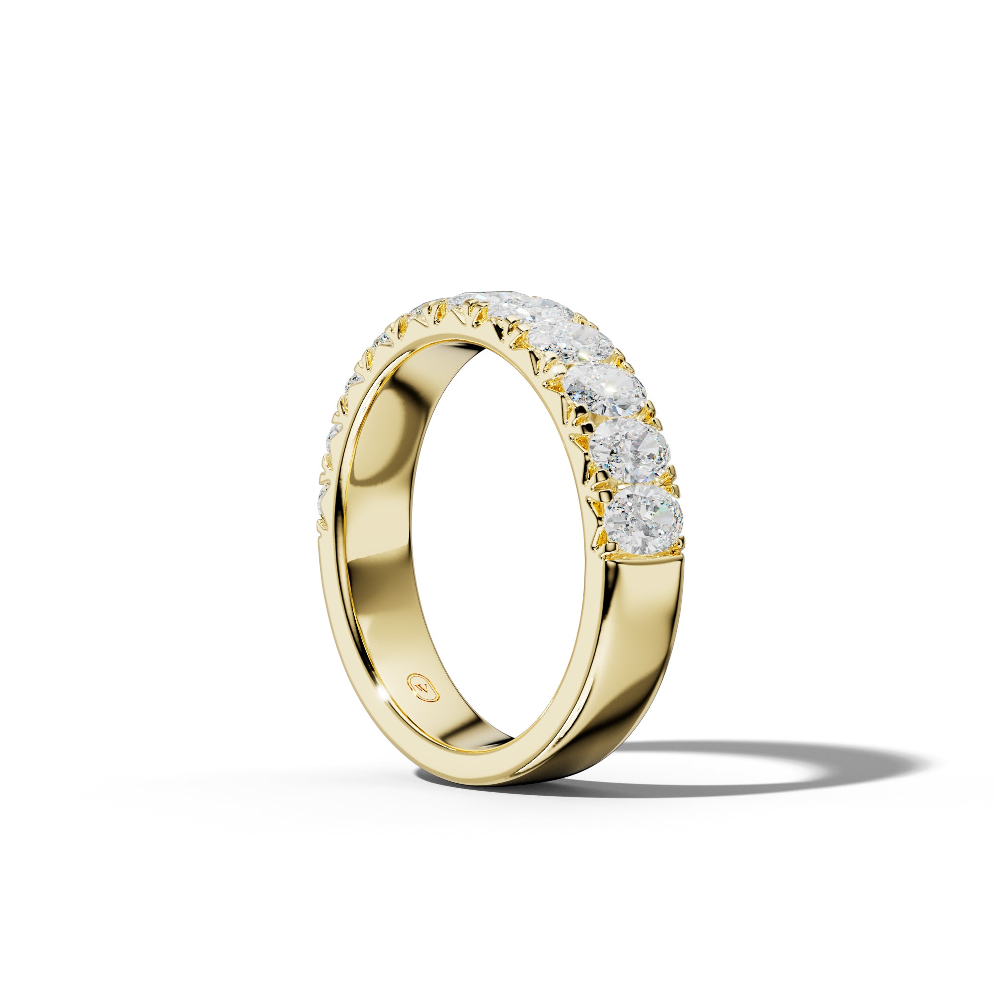 2.0 Carat Oval Diamond French Pave Half Anniversary Band