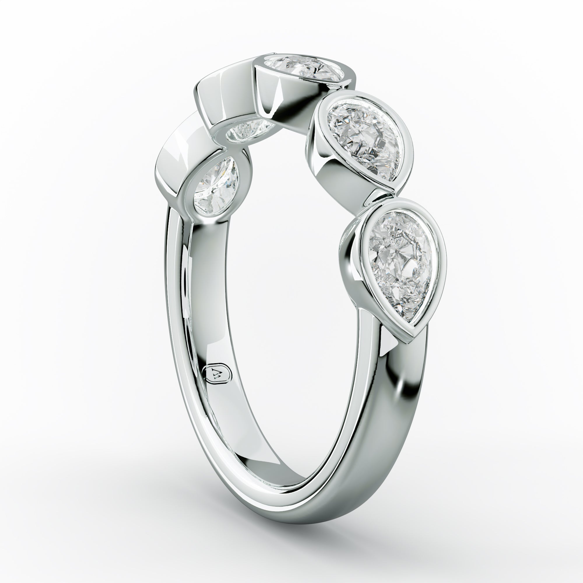 1.0 Carat East West Pear Bezel Set Diamond Anniversary Band