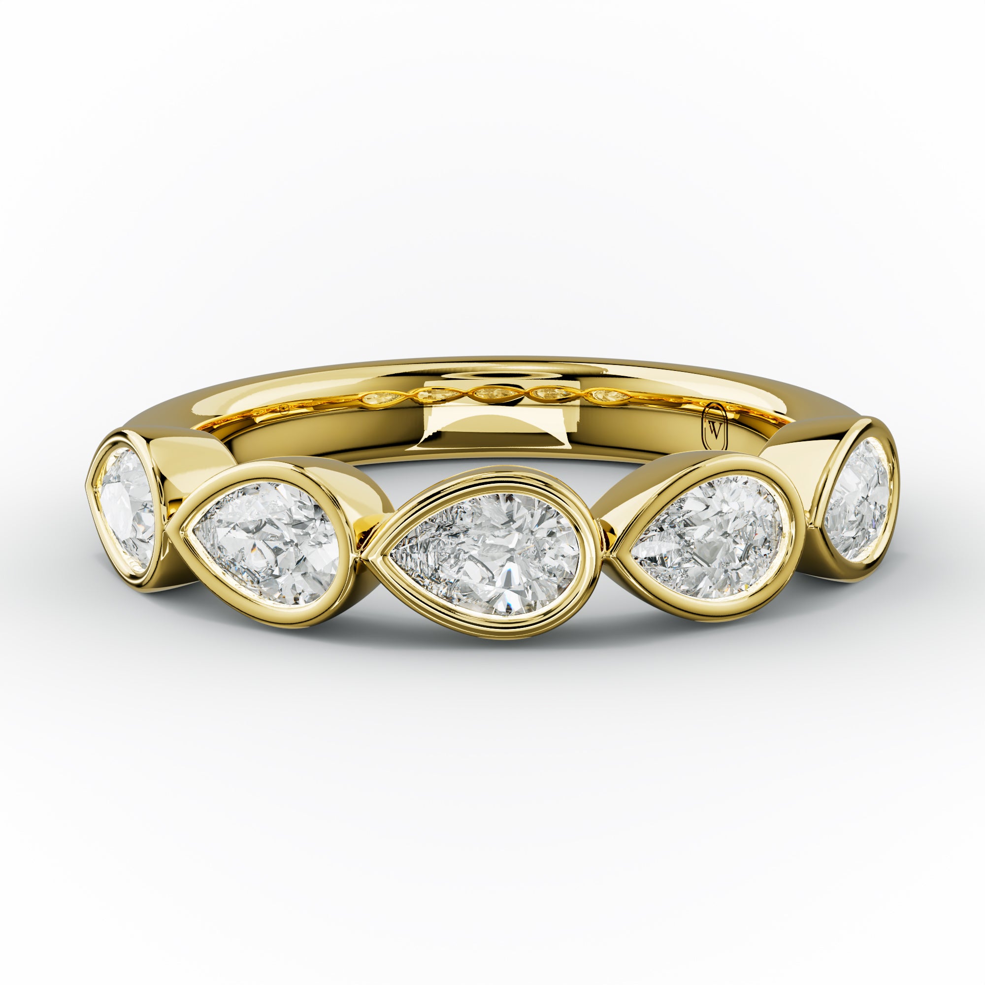 1.0 Carat East West Pear Bezel Set Diamond Anniversary Band