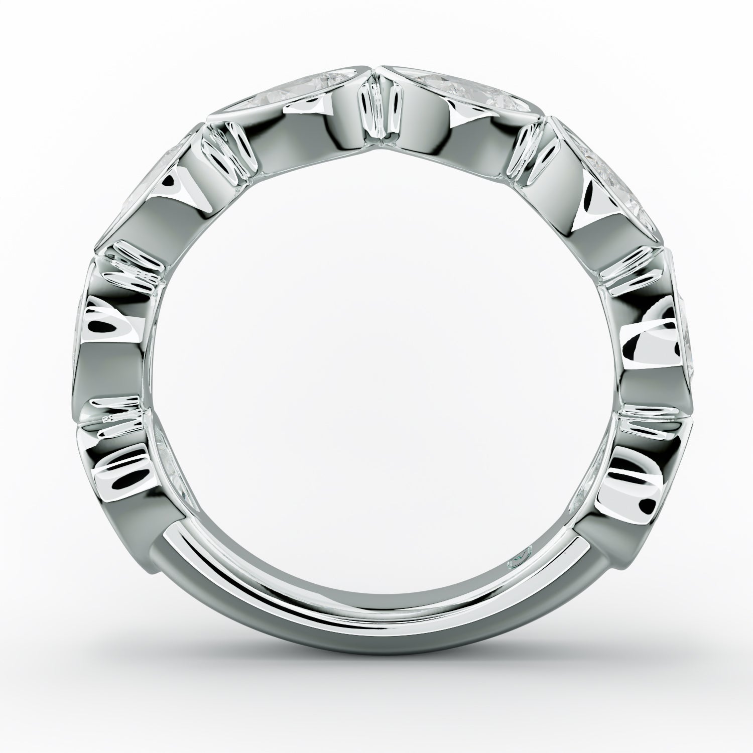 2.0 Carat East West Pear Cut Bezel Set Diamond Anniversary Band