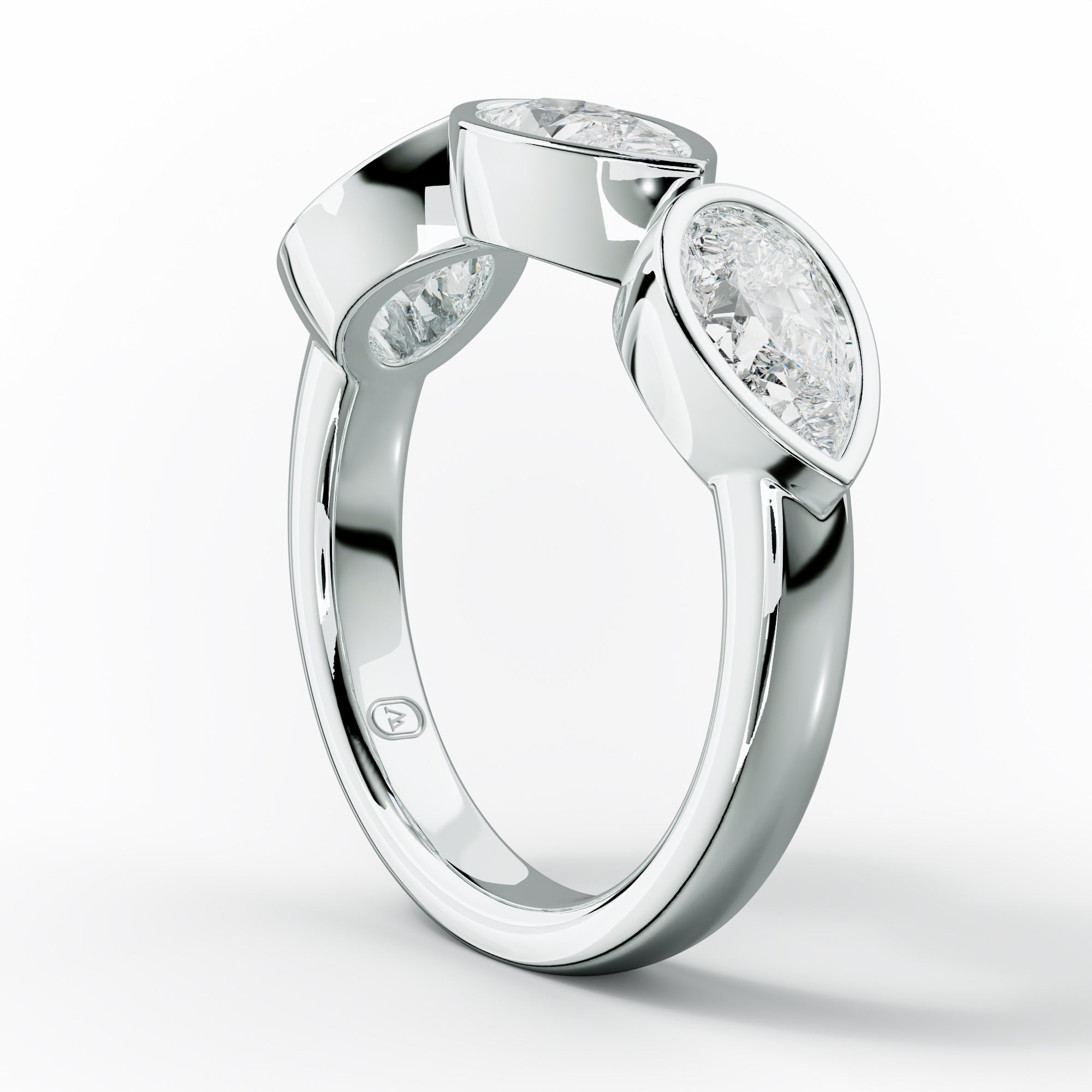 2.0 Carat East West Pear Shape Bezel Set Diamond Anniversary Band