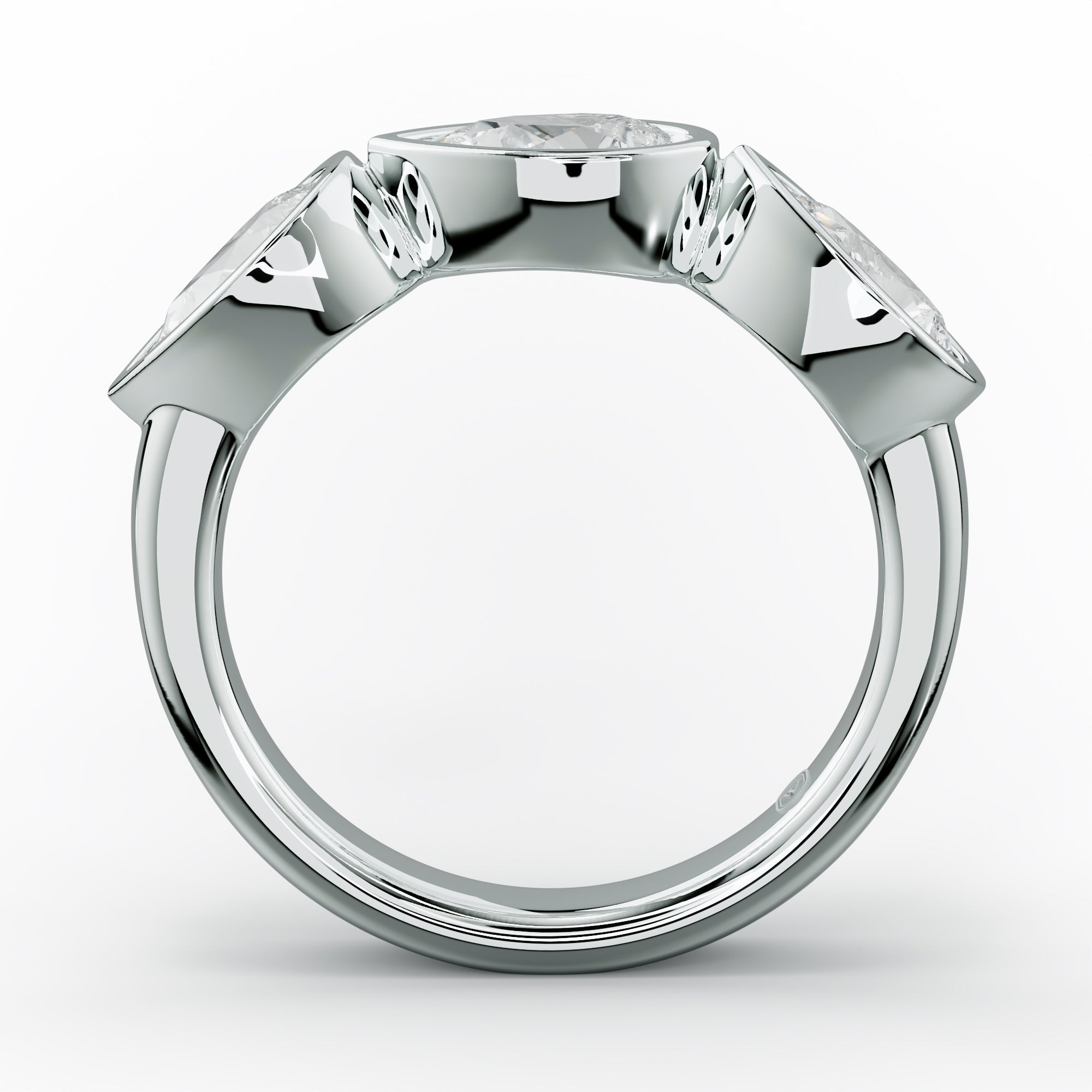 2.0 Carat East West Pear Shape Bezel Set Diamond Anniversary Band