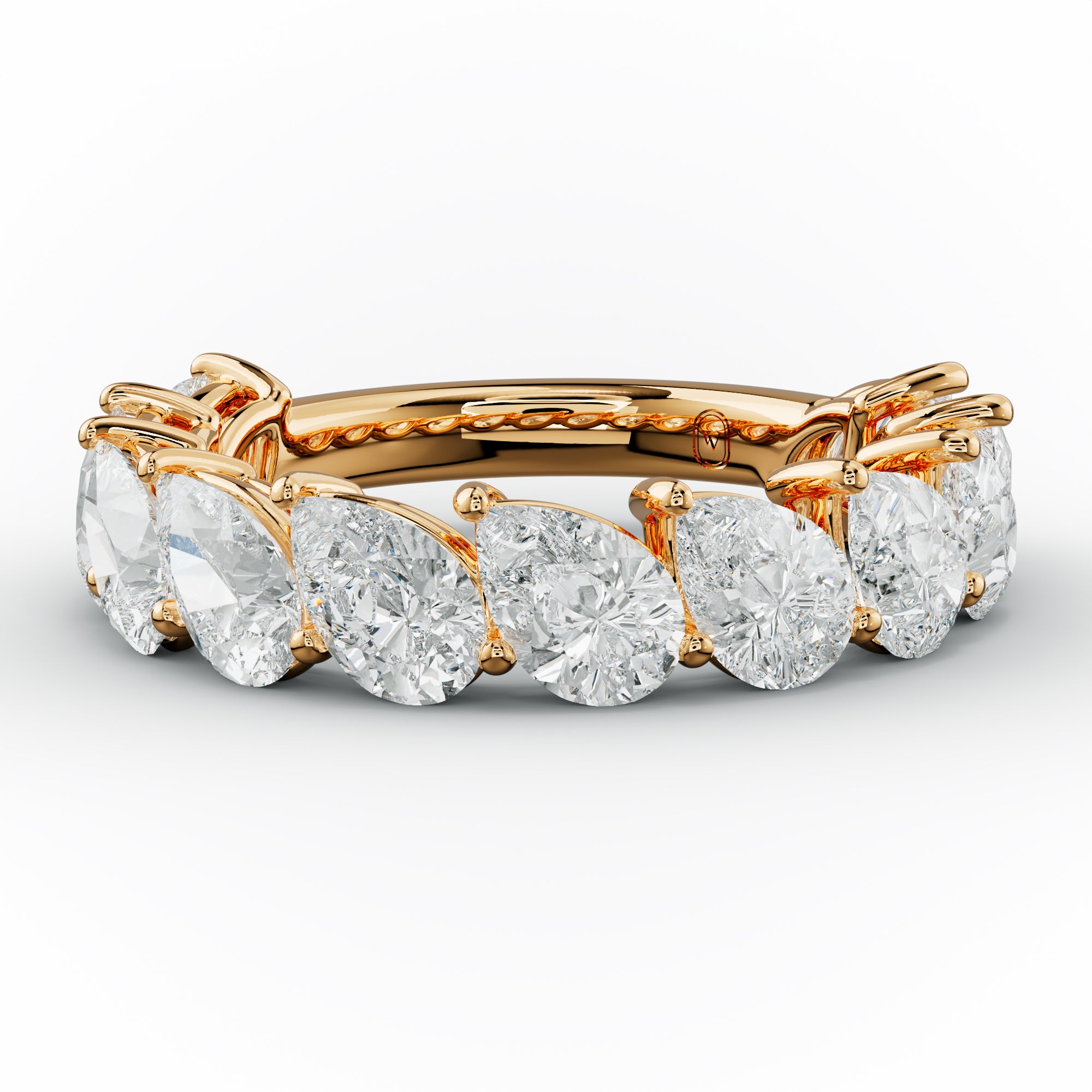 4.0 Carat Slanted Pear Diamond Anniversary Band