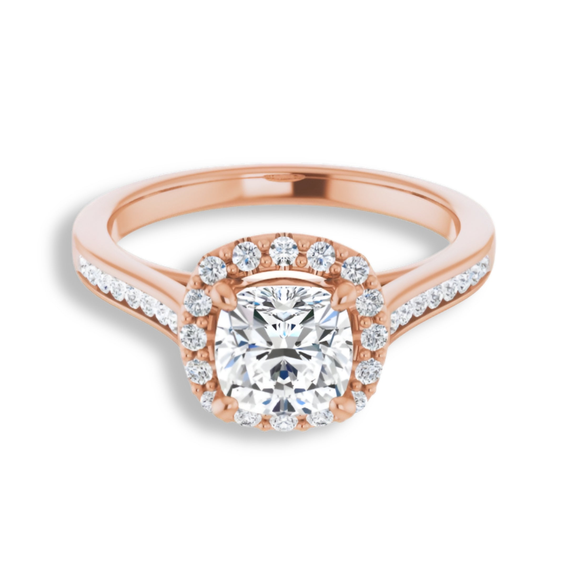 Cushion Cut Diamond Halo Engagement Ring-VIRABYANI