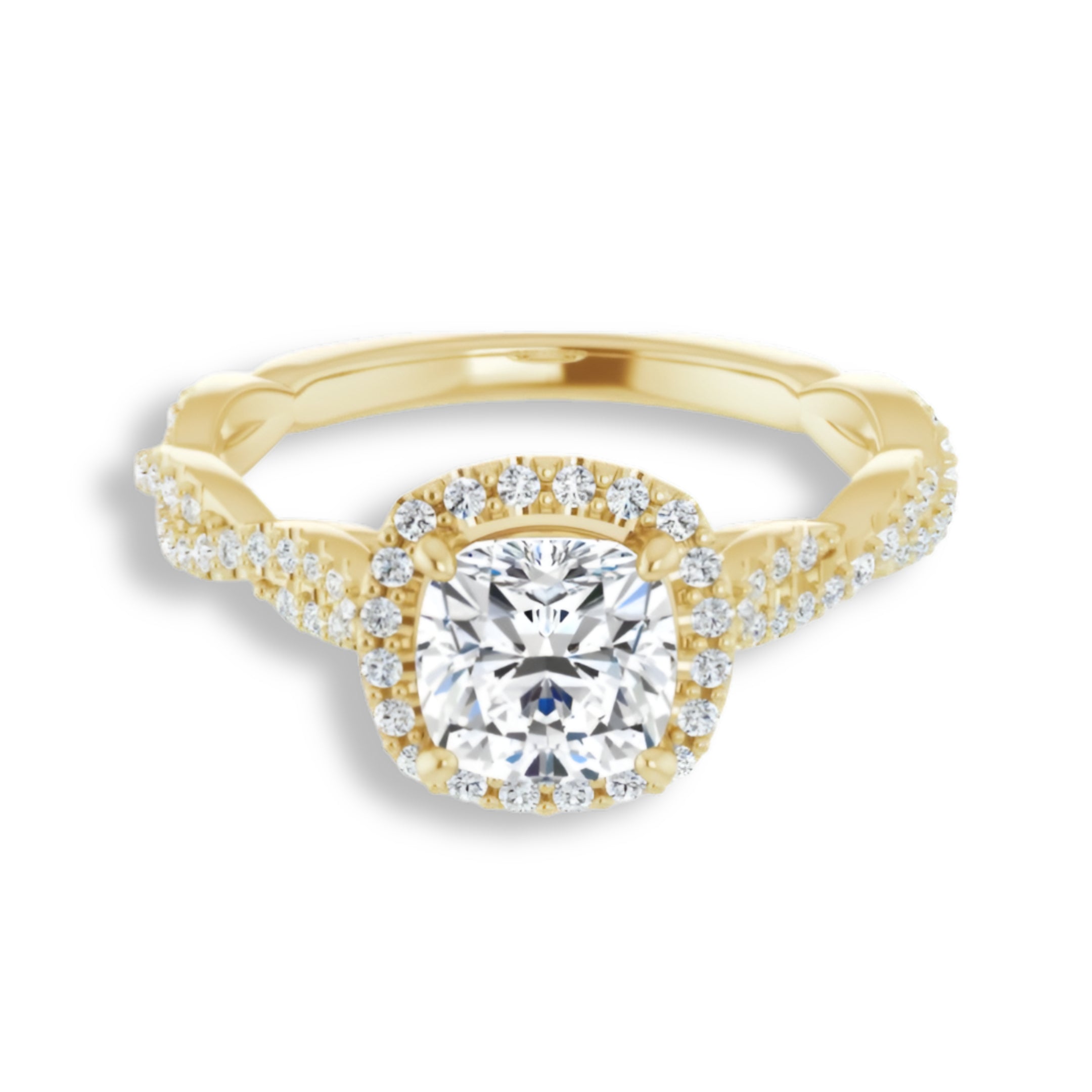 Cushion Cut Diamond Halo Engagement Ring