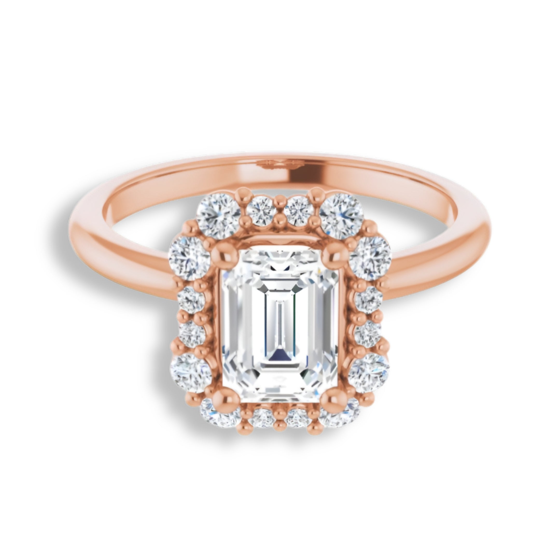 Emerald Cut Diamond Halo Engagement Ring-VIRABYANI