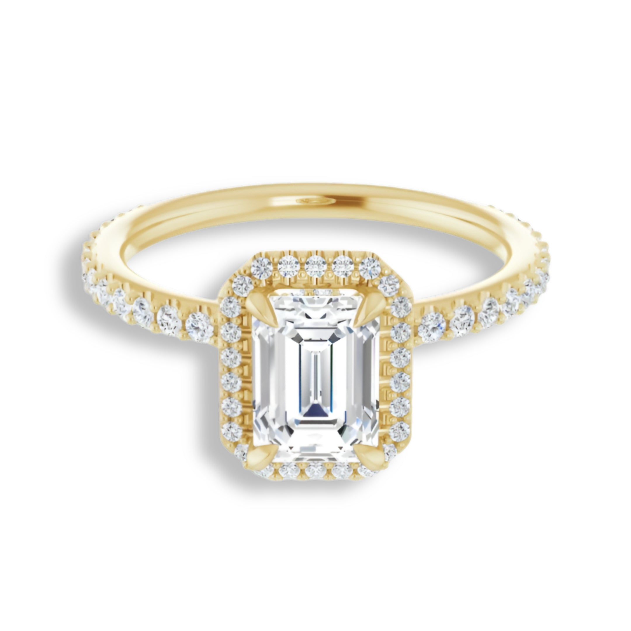 Emerald Cut Diamond Halo Engagement Ring-VIRABYANI