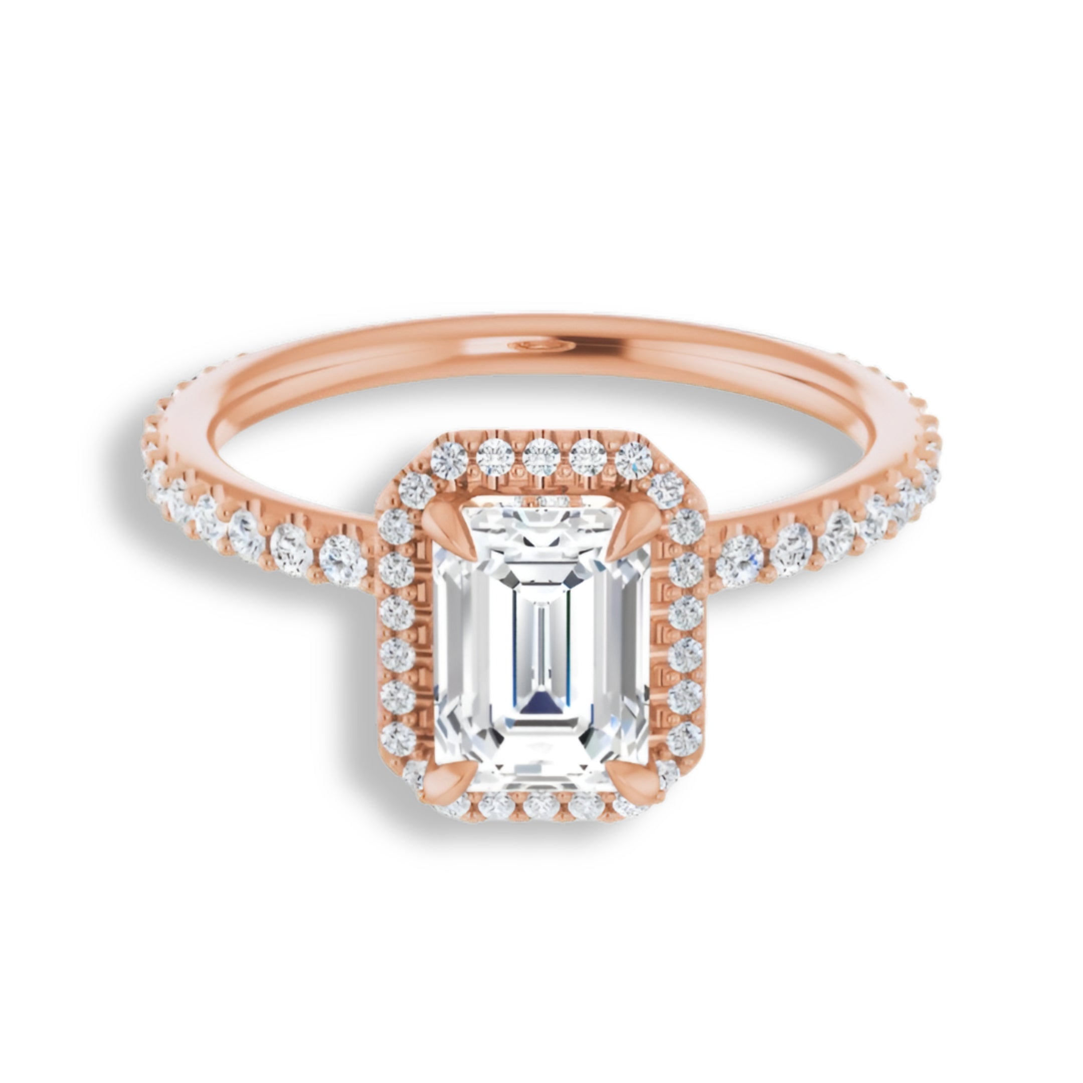 Emerald Cut Diamond Halo Engagement Ring-VIRABYANI