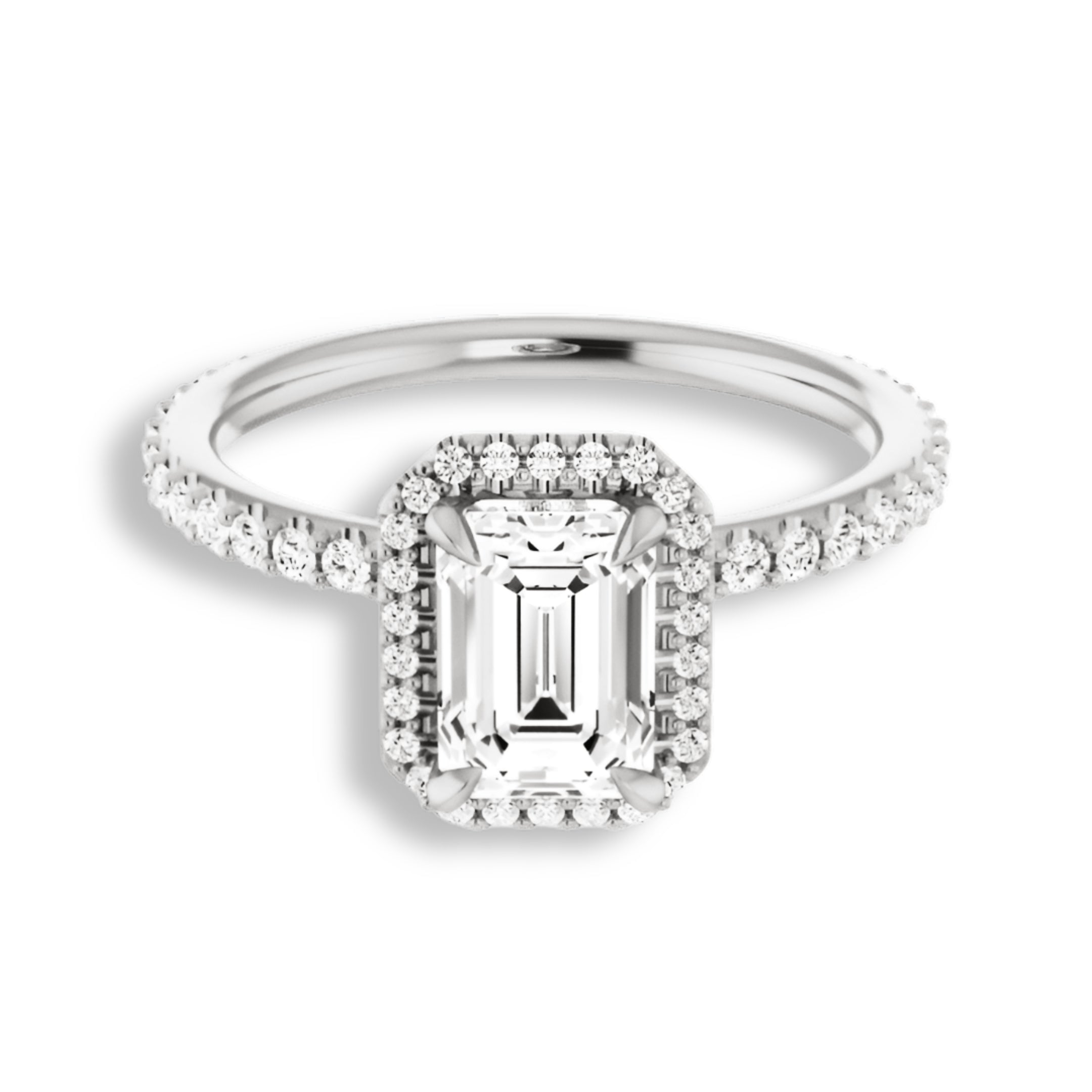 Emerald Cut Diamond Halo Engagement Ring-VIRABYANI