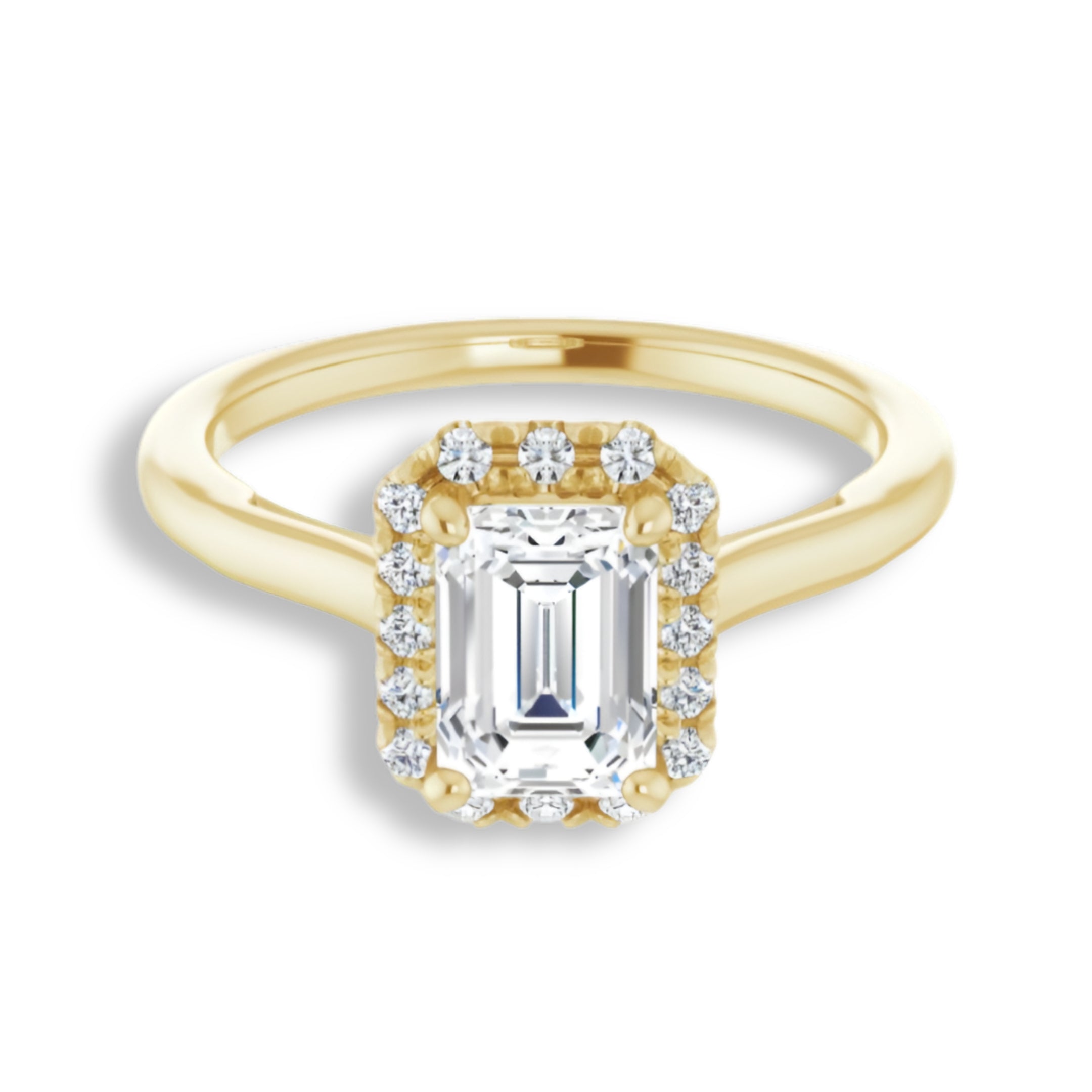 Emerald Cut Diamond Halo Engagement Ring-VIRABYANI