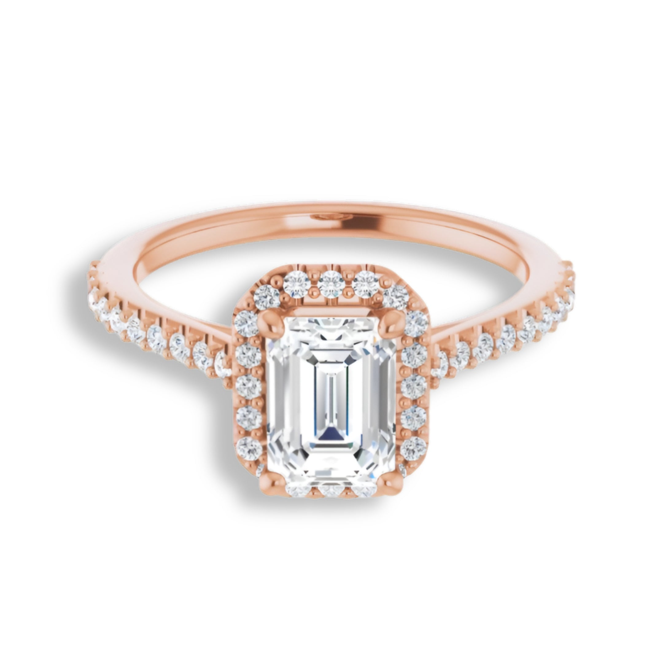 Emerald Cut Diamond Halo Engagement Ring-VIRABYANI