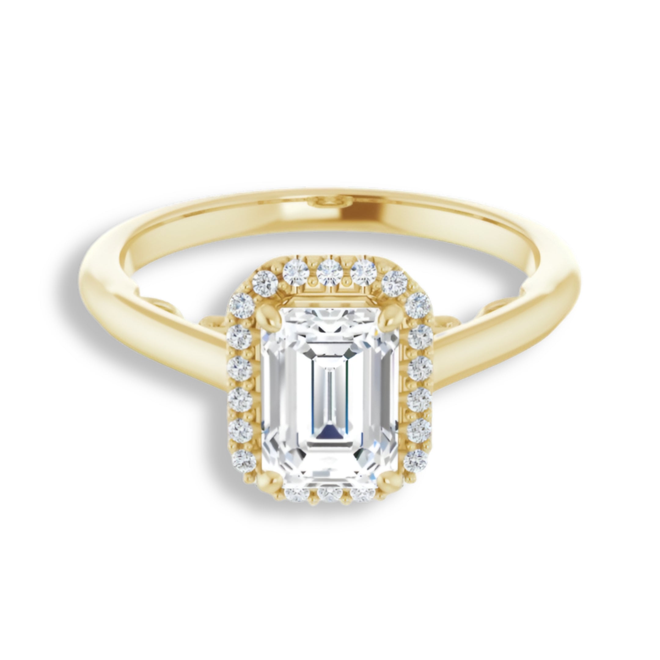 Emerald Cut Diamond Halo Engagement Ring-VIRABYANI