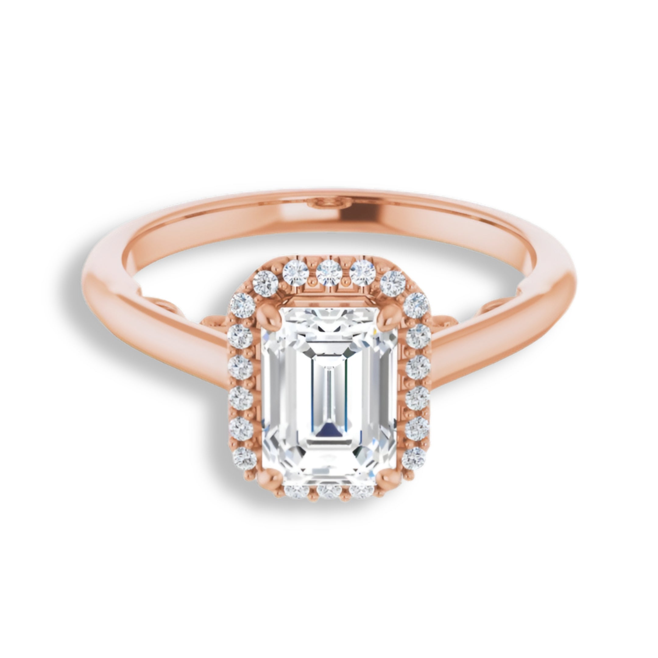 Emerald Cut Diamond Halo Engagement Ring-VIRABYANI