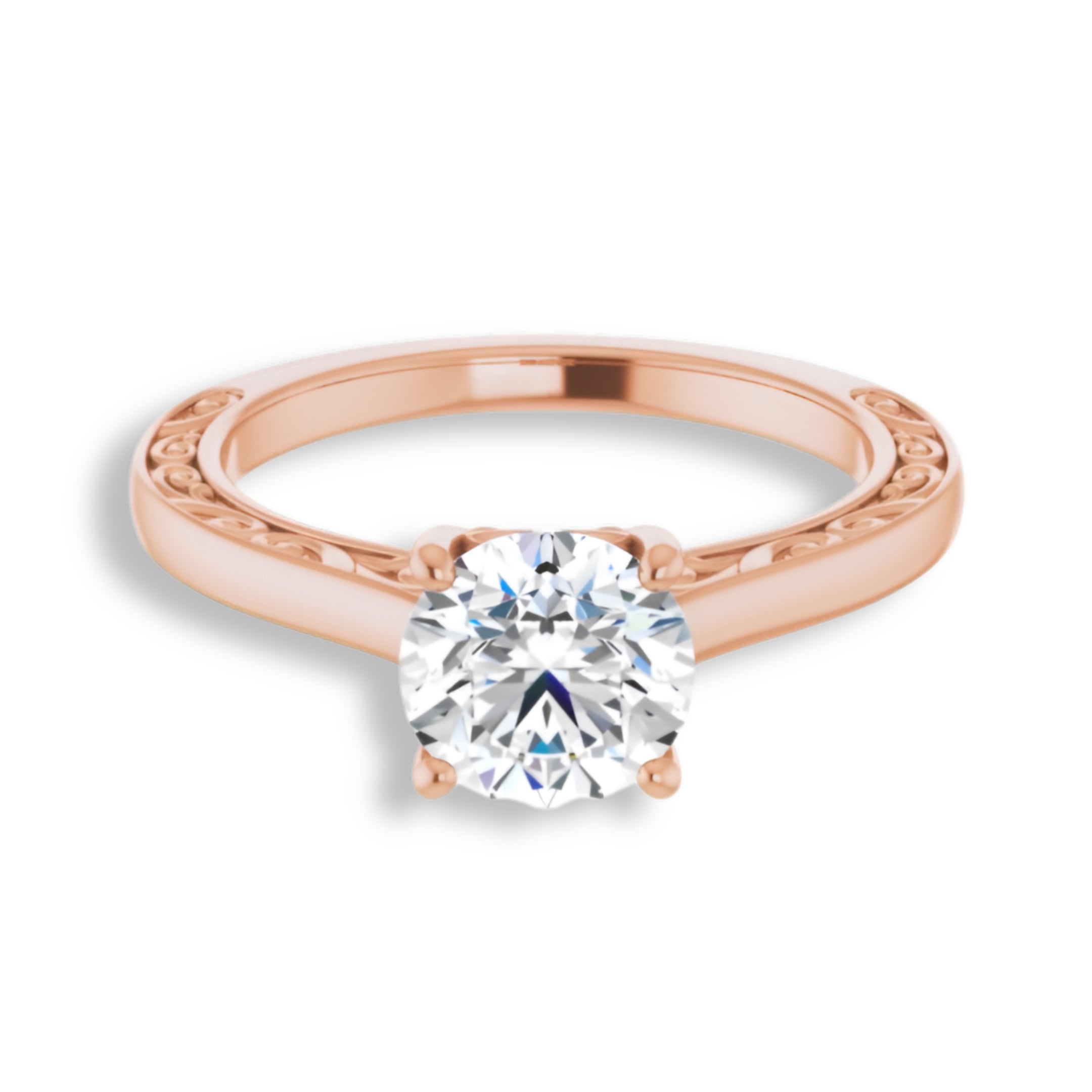 Round Diamond Four Prong Solitaire Engagement Ring