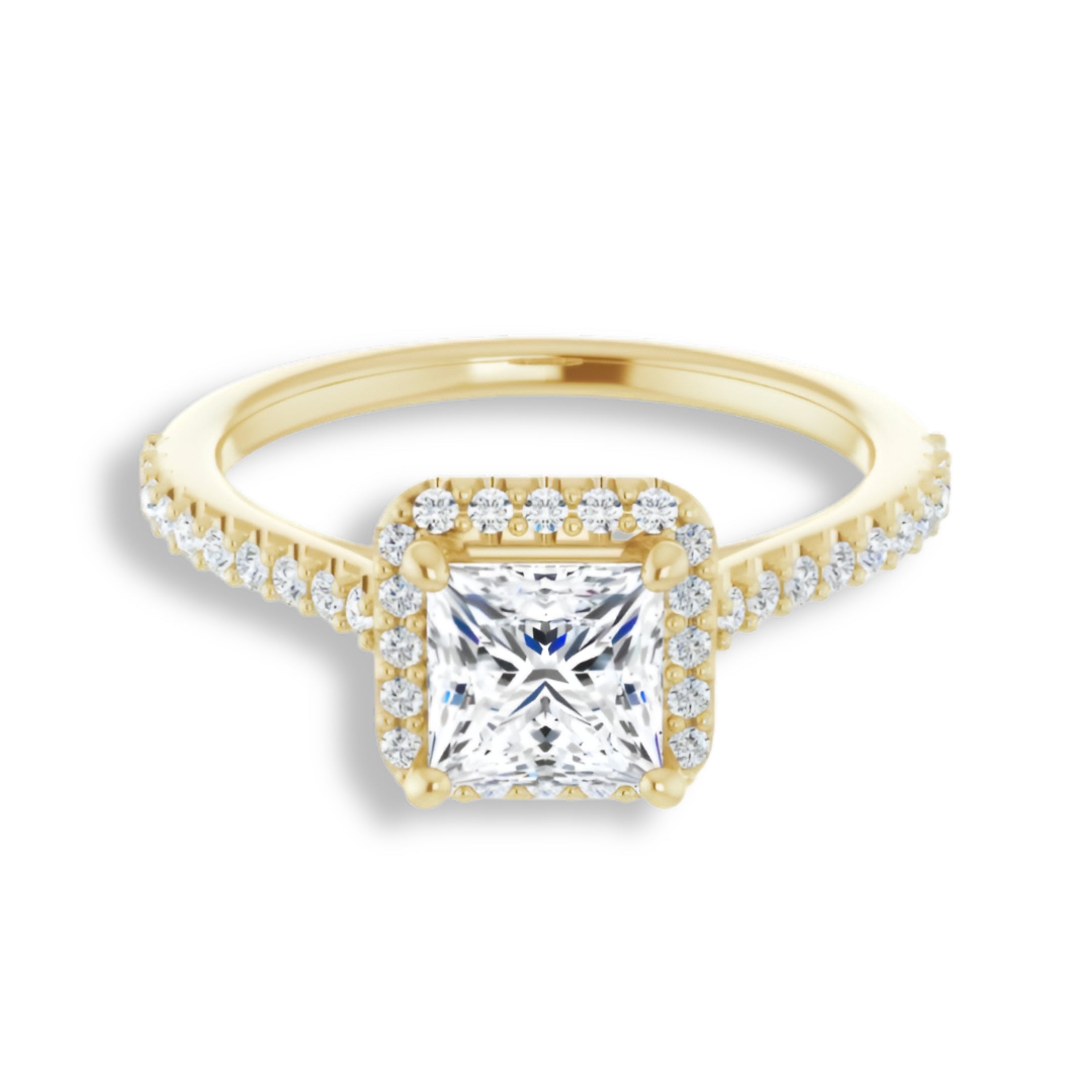 Princess Diamond Halo Engagement Ring