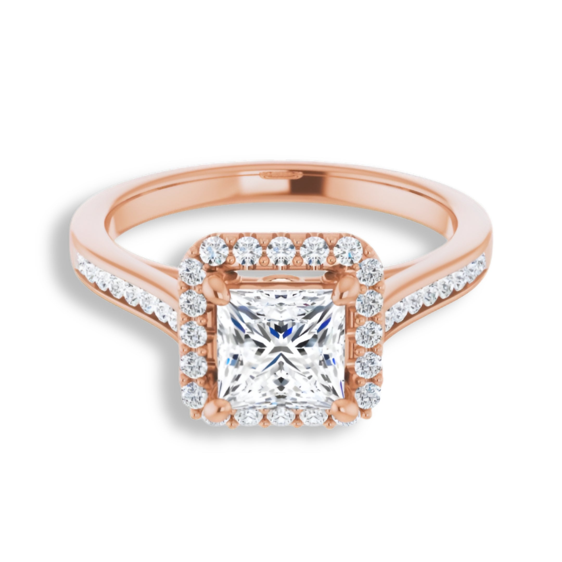 Princess Diamond Halo Engagement Ring-VIRABYANI