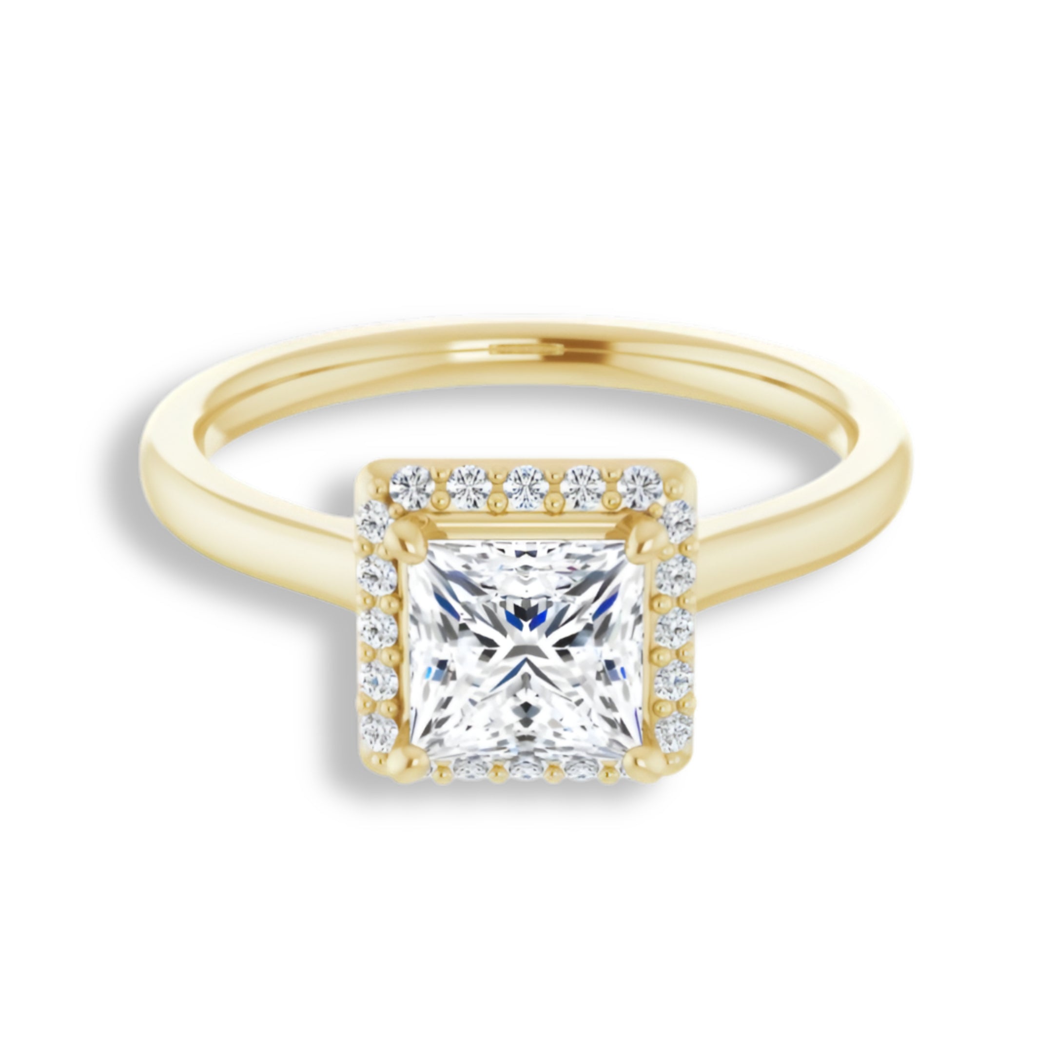 Princess Diamond Halo Engagement Ring-VIRABYANI