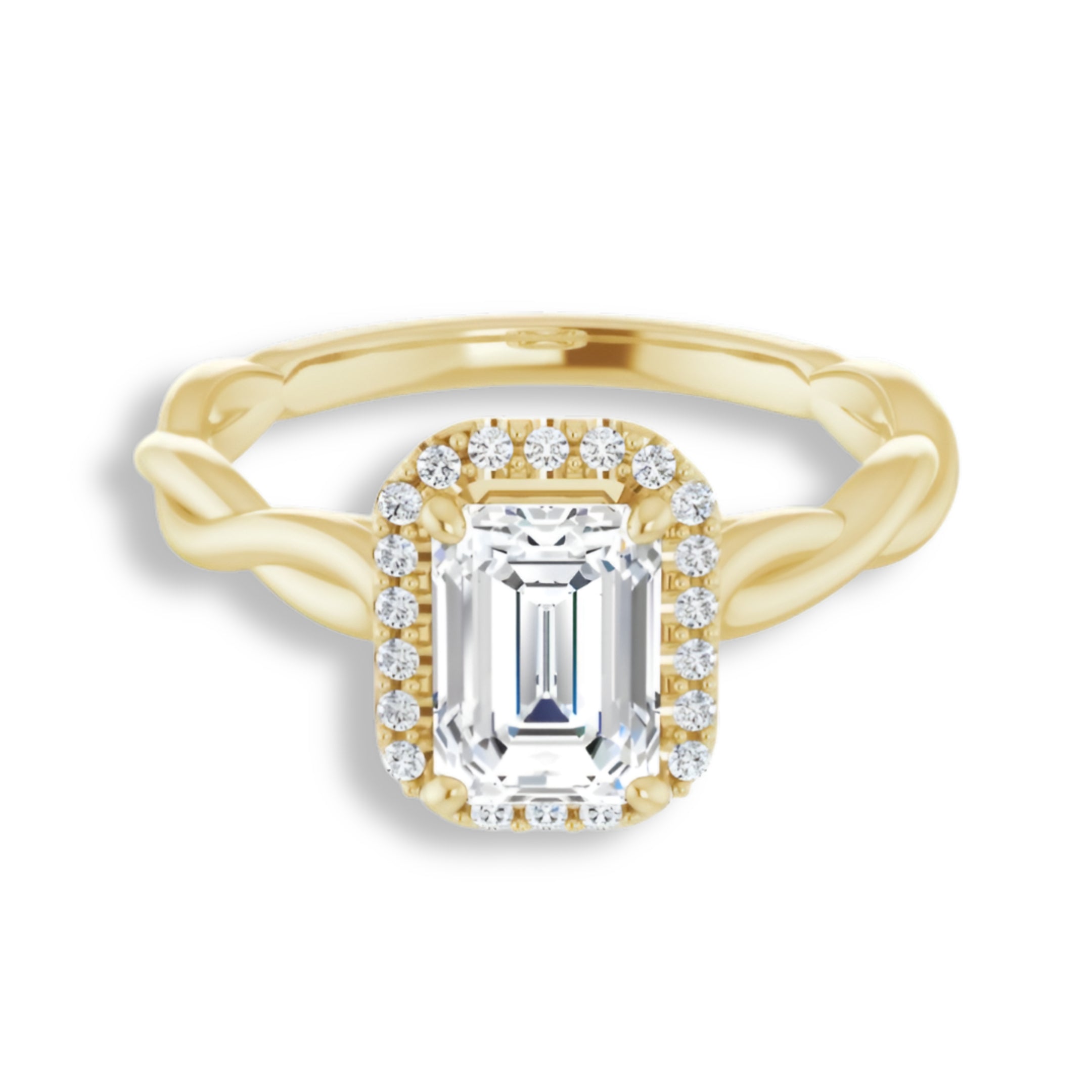 Emerald Cut Diamond Halo Engagement Ring