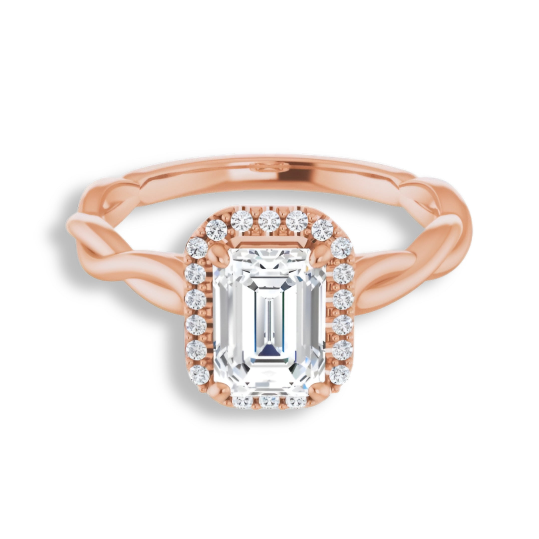 Emerald Cut Diamond Halo Engagement Ring