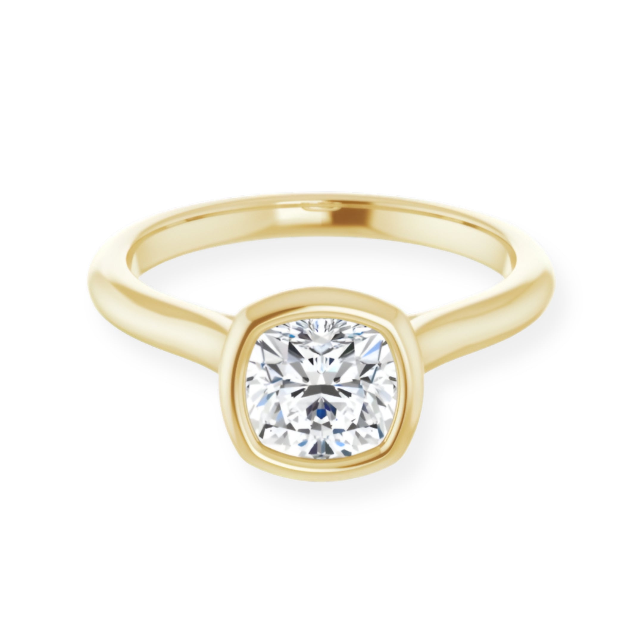 Luna Bezel Cushion Solitaire Engagement Ring-VIRABYANI