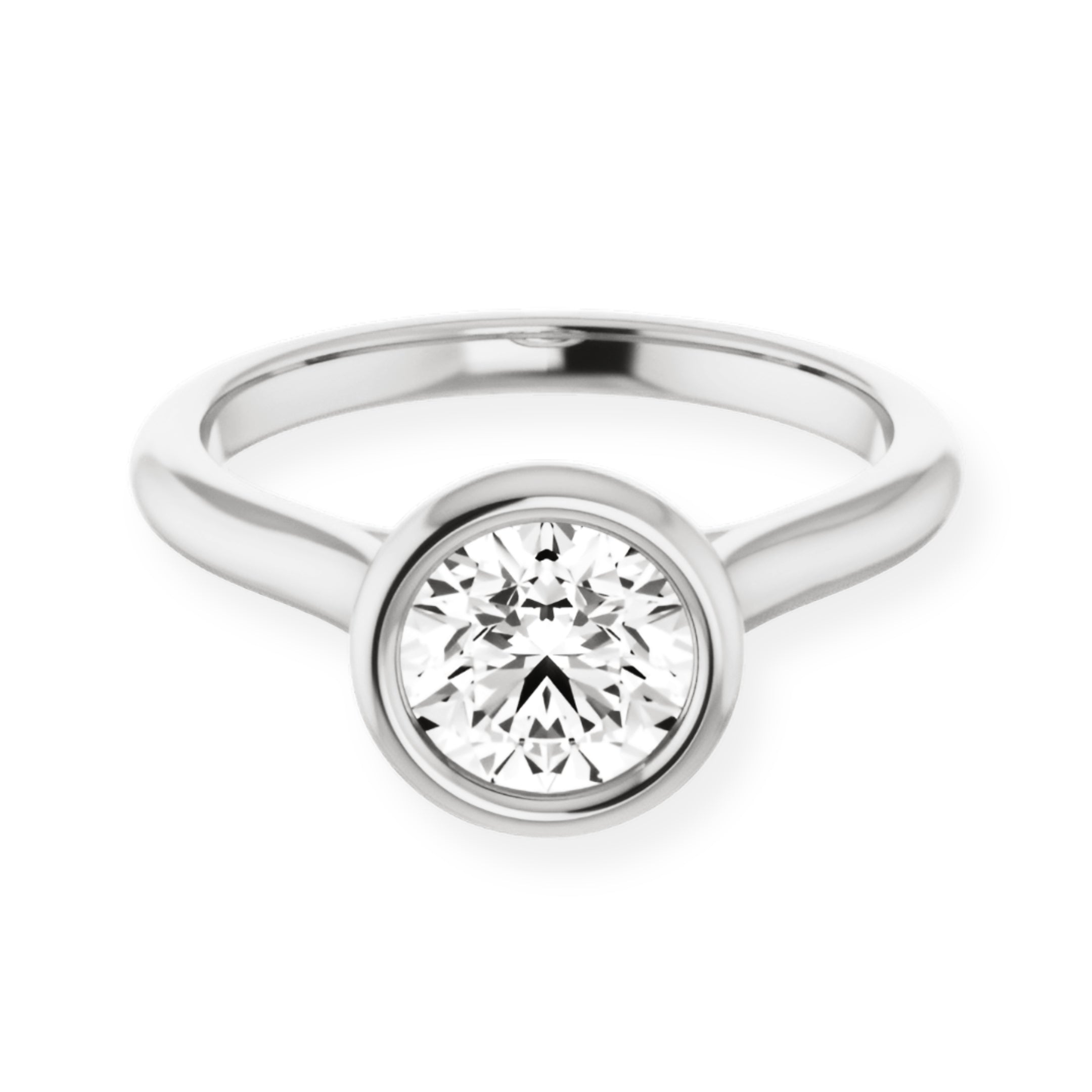 Luna Bezel Round Solitaire Engagement Ring-VIRABYANI