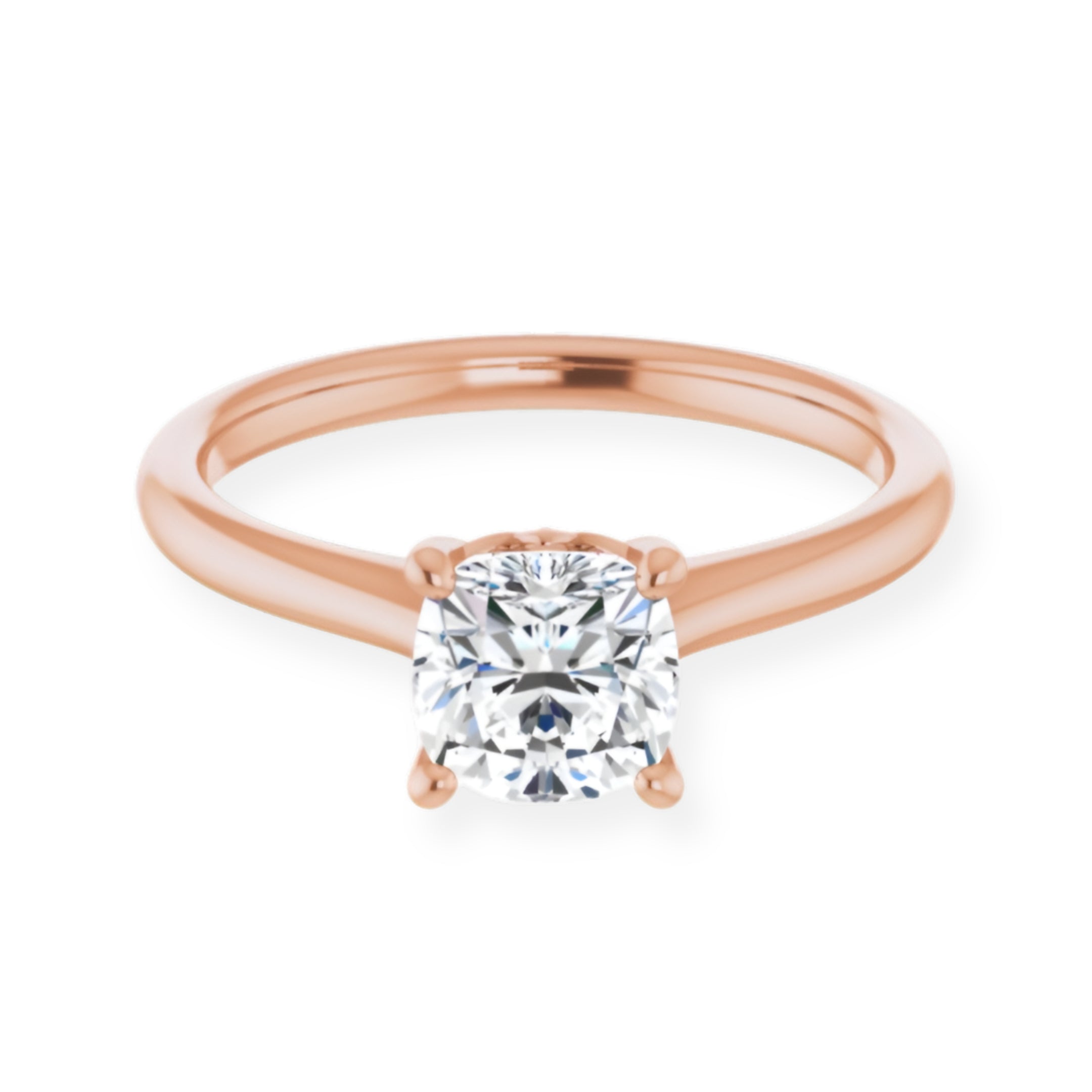 Petal Cushion Diamond Solitaire Engagement Ring-VIRABYANI