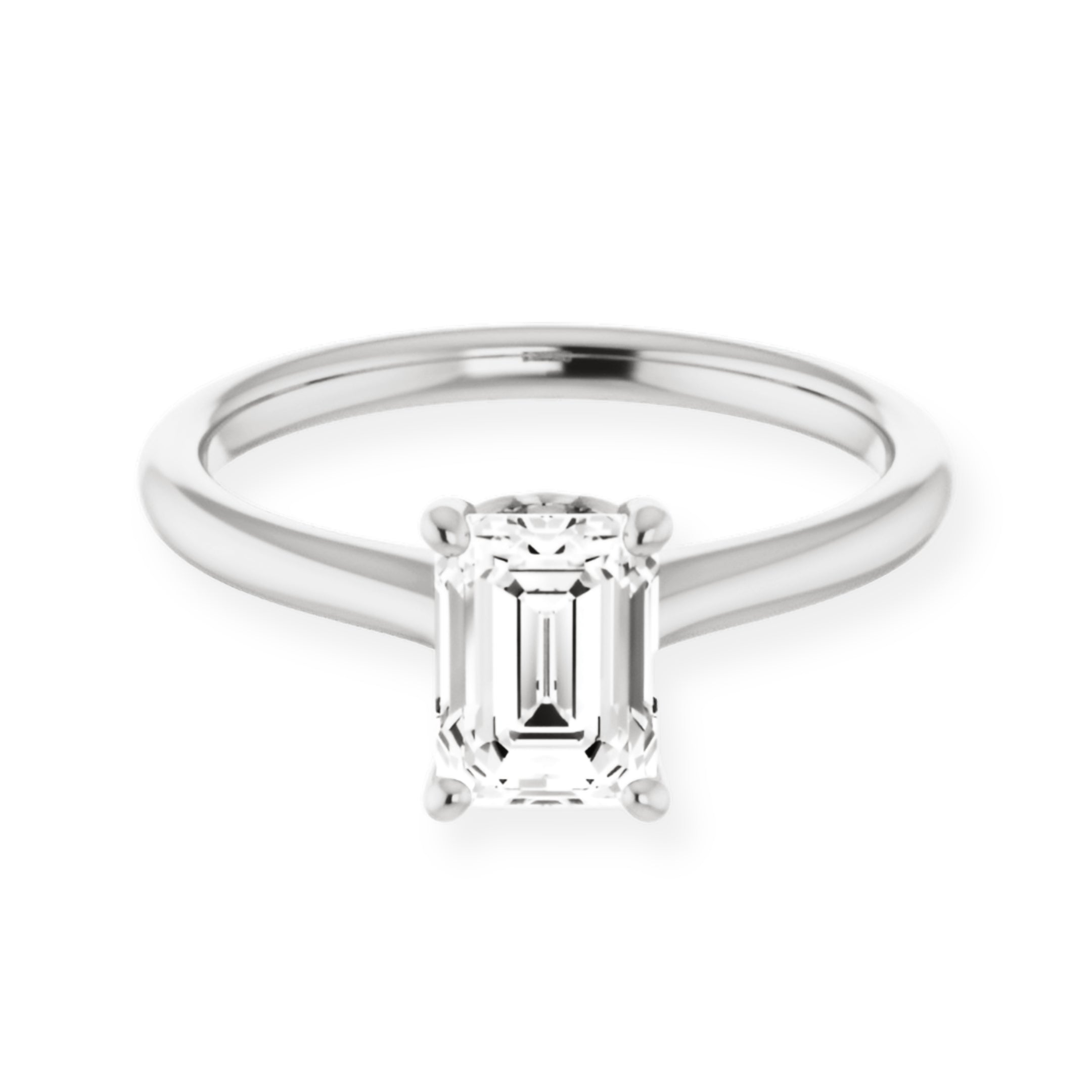 Petal Emerald Diamond Solitaire Engagement Ring