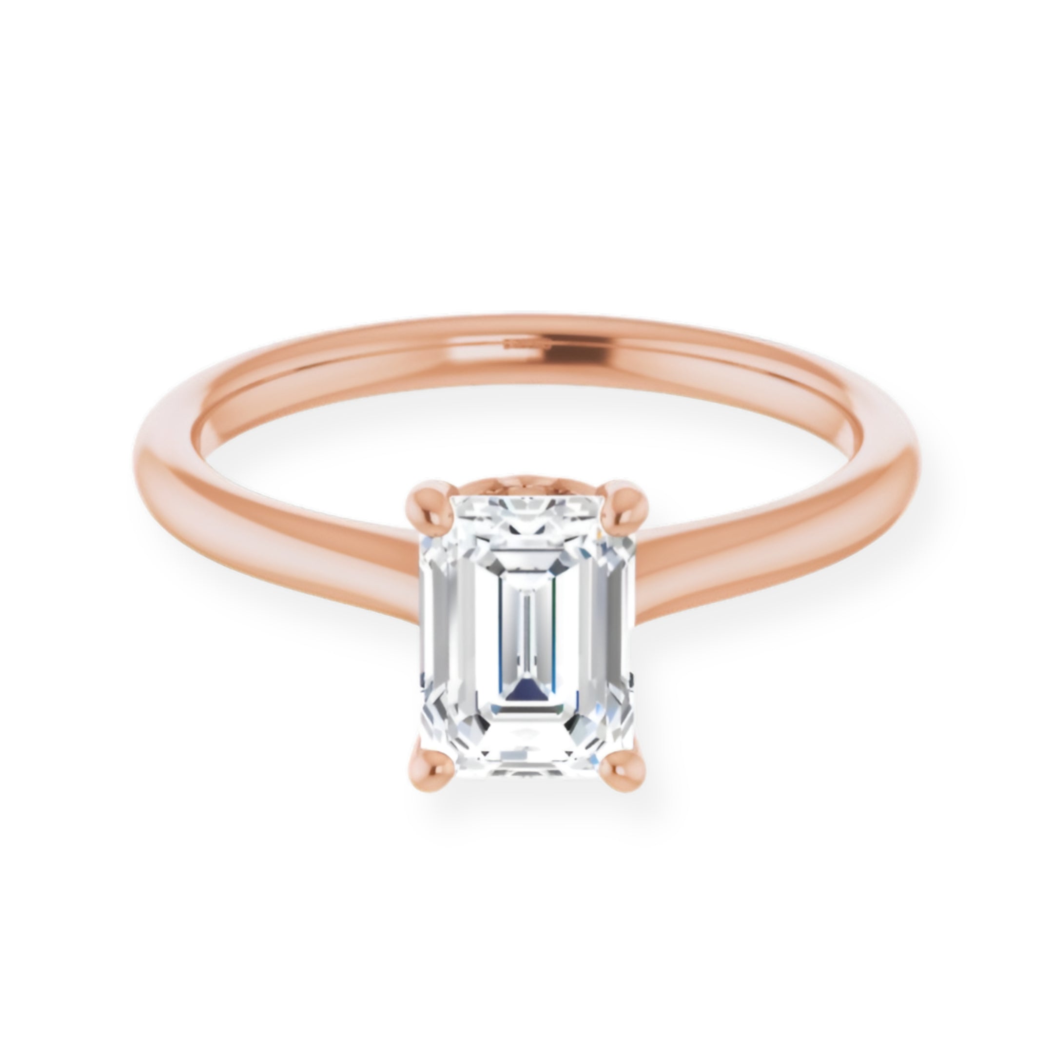 Petal Emerald Diamond Solitaire Engagement Ring