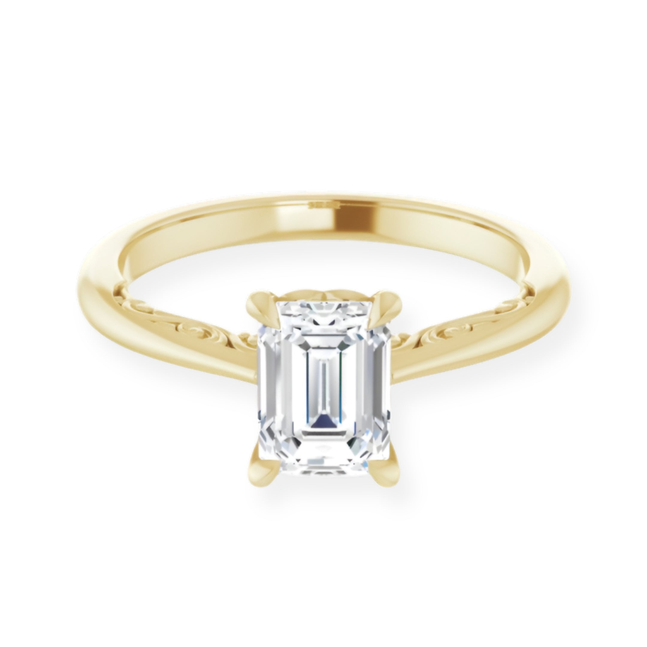 Norah Emerald Diamond Solitaire Engagement Ring-VIRABYANI