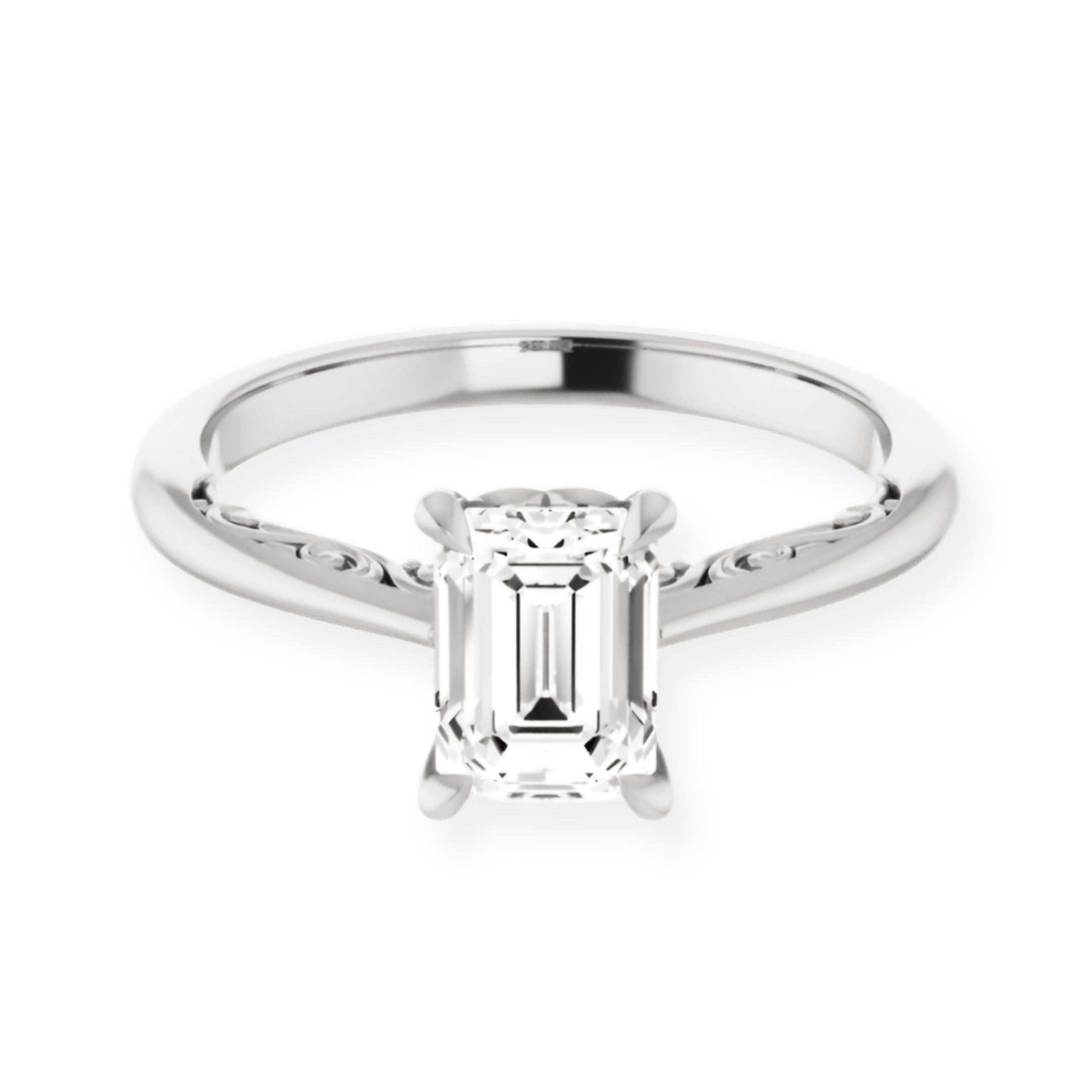 Norah Emerald Diamond Solitaire Engagement Ring-VIRABYANI