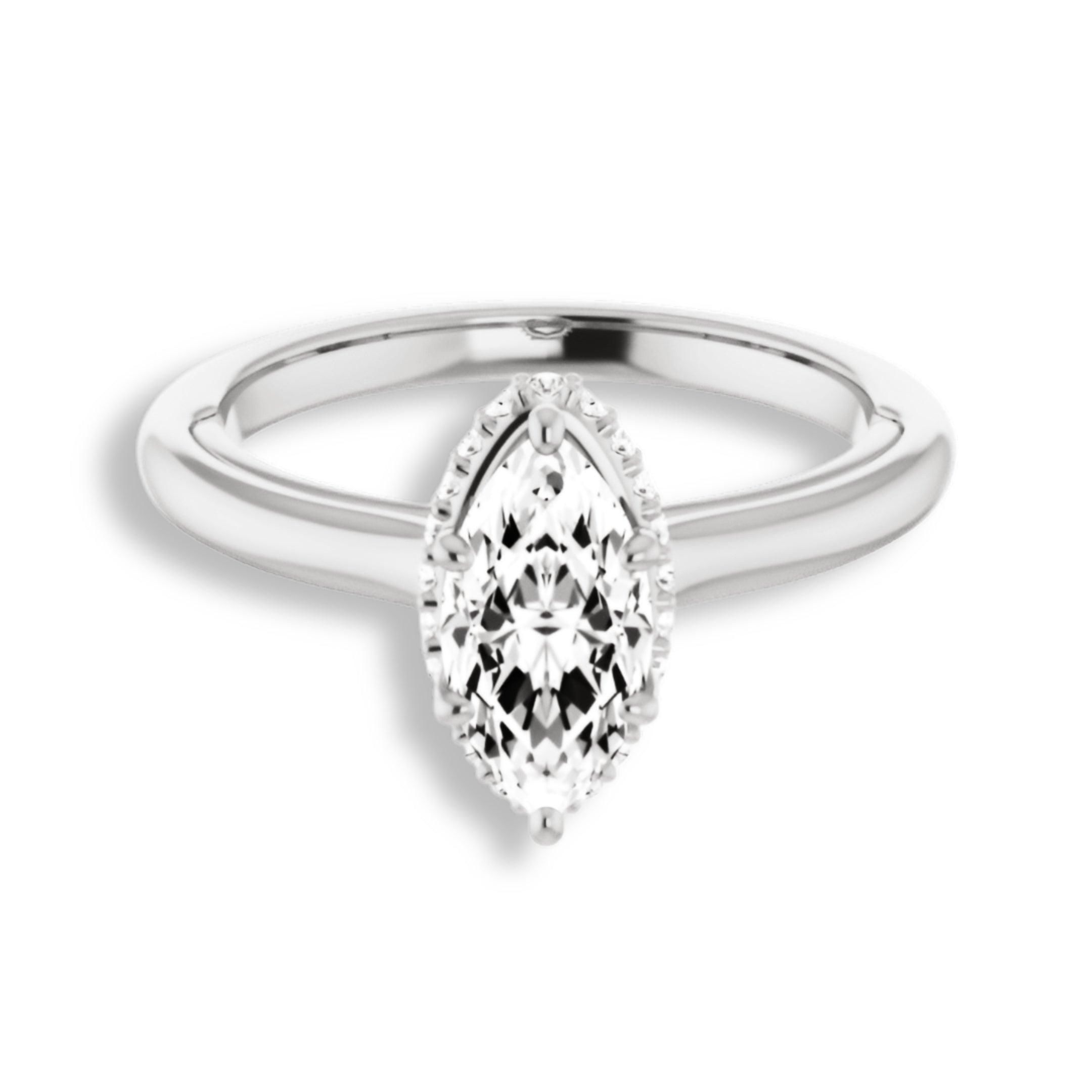 Marquise Diamond Underneath Halo Engagement Ring
