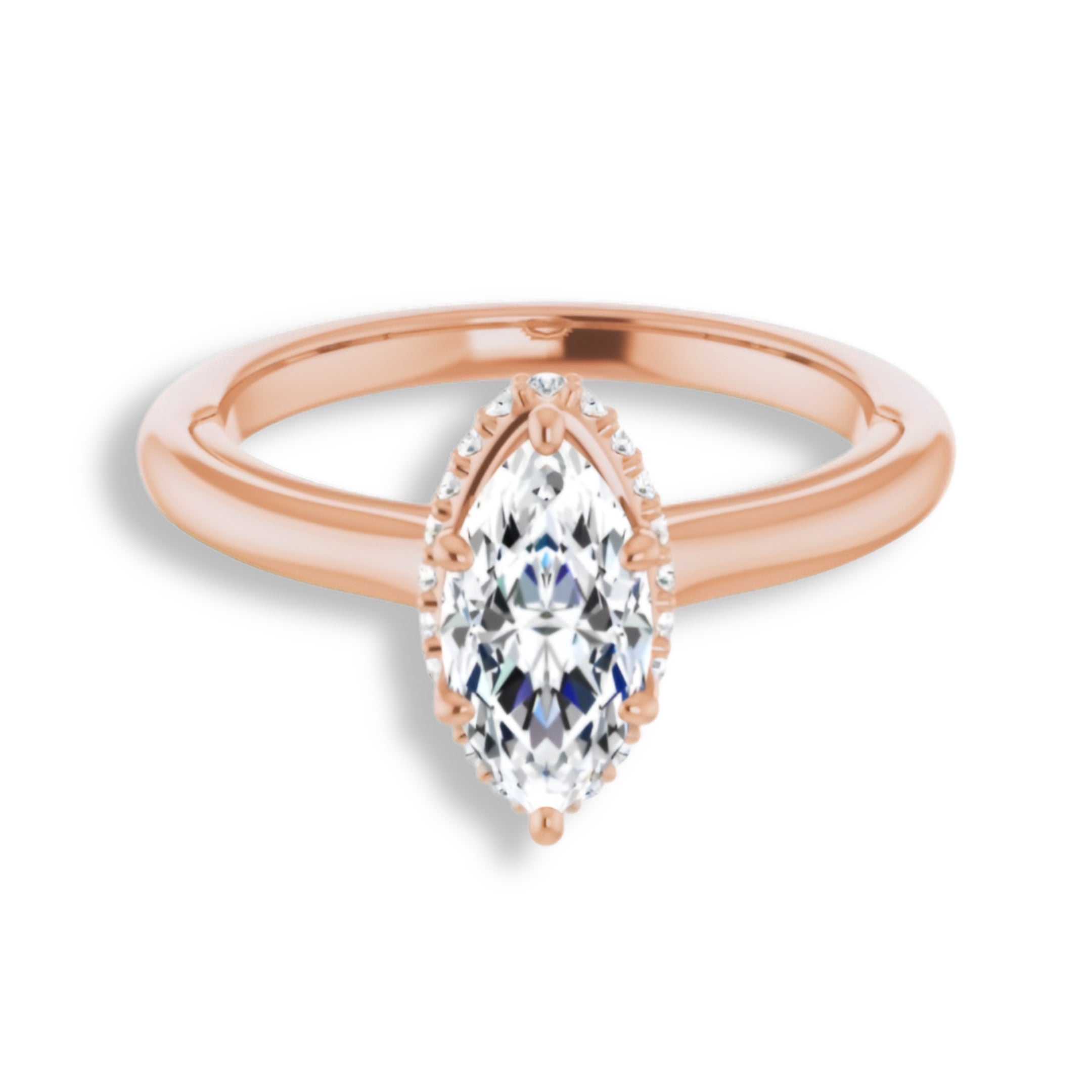Marquise Diamond Underneath Halo Engagement Ring