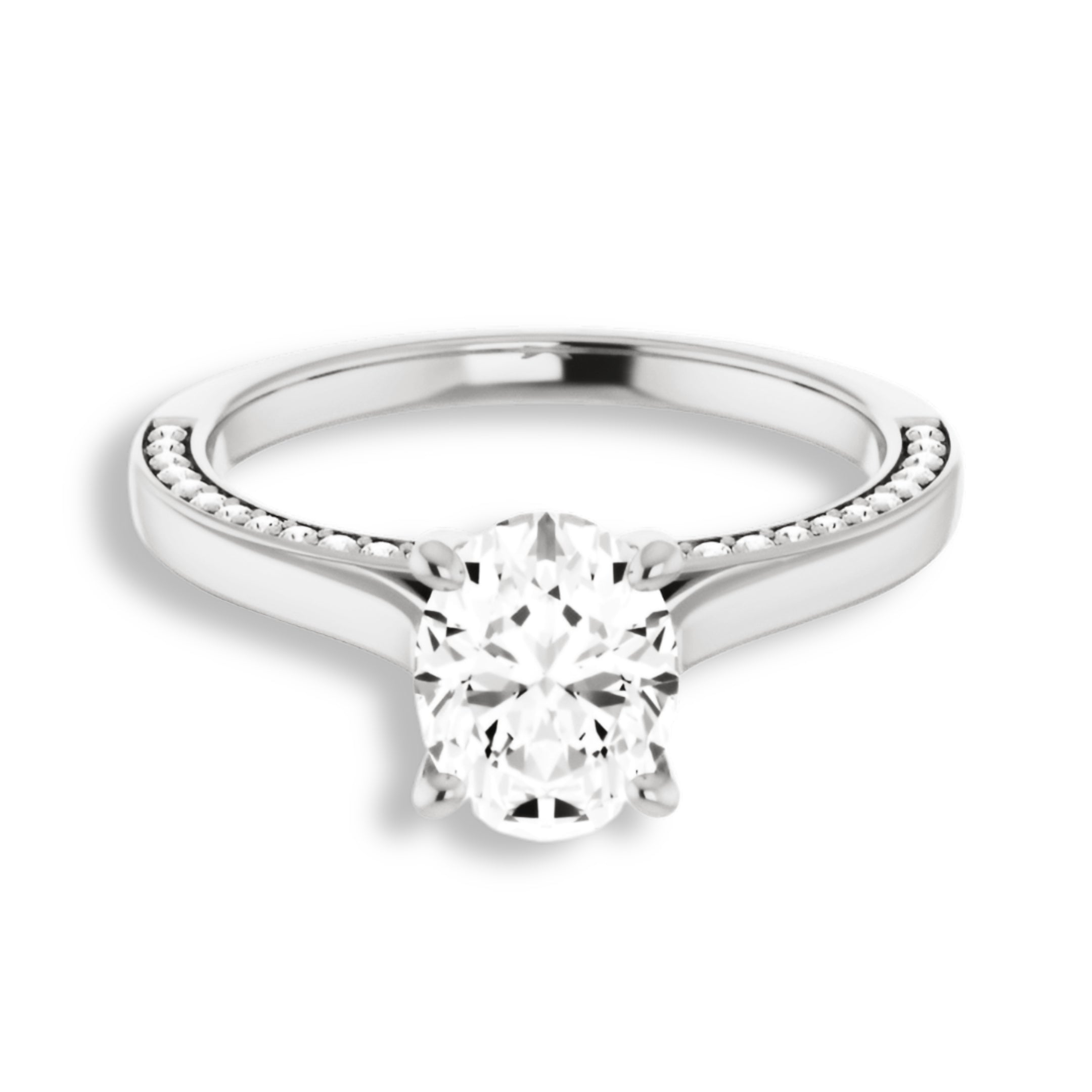 Oval Diamond Solitaire Engagement Ring-VIRABYANI