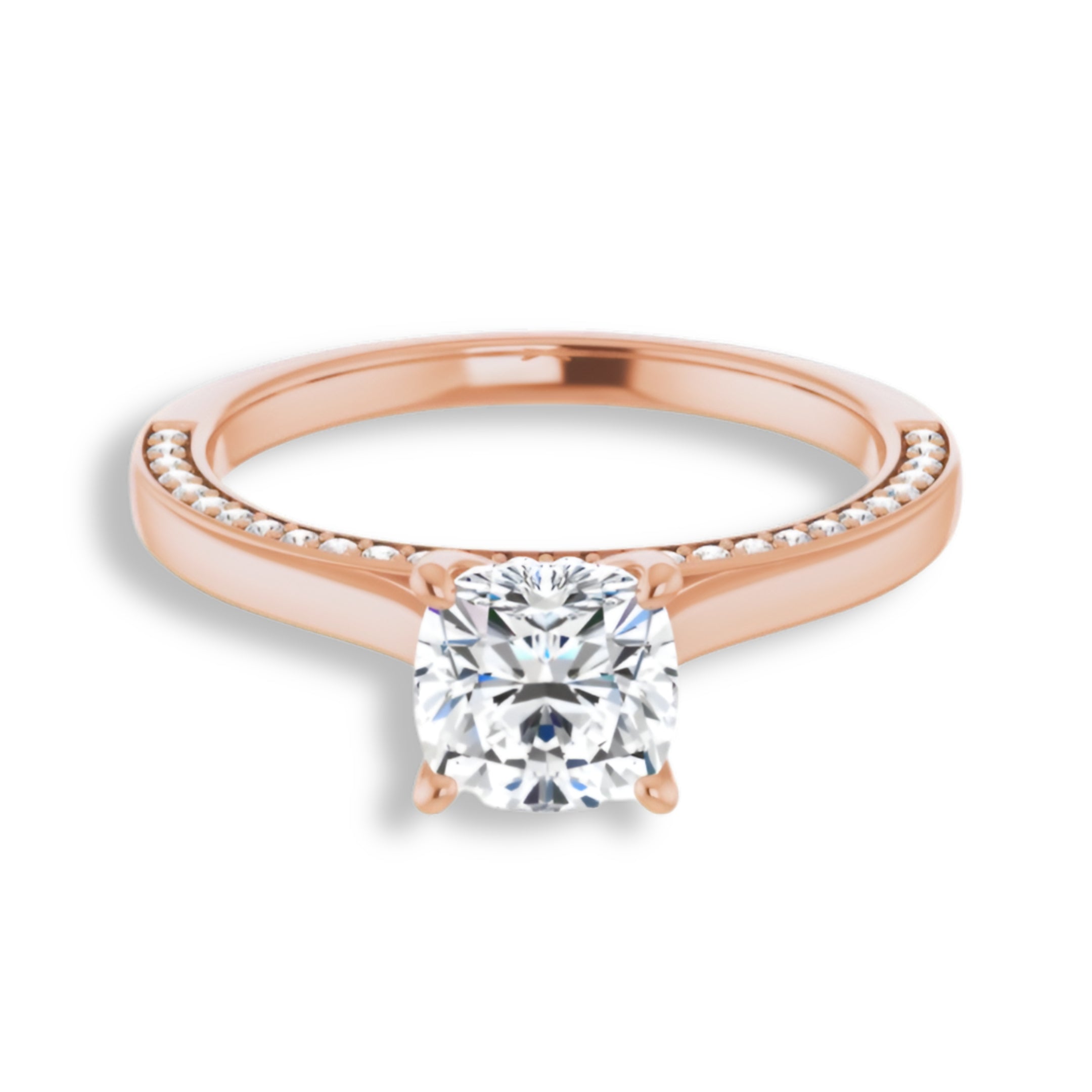 Cushion Diamond Solitaire Engagement Ring-VIRABYANI