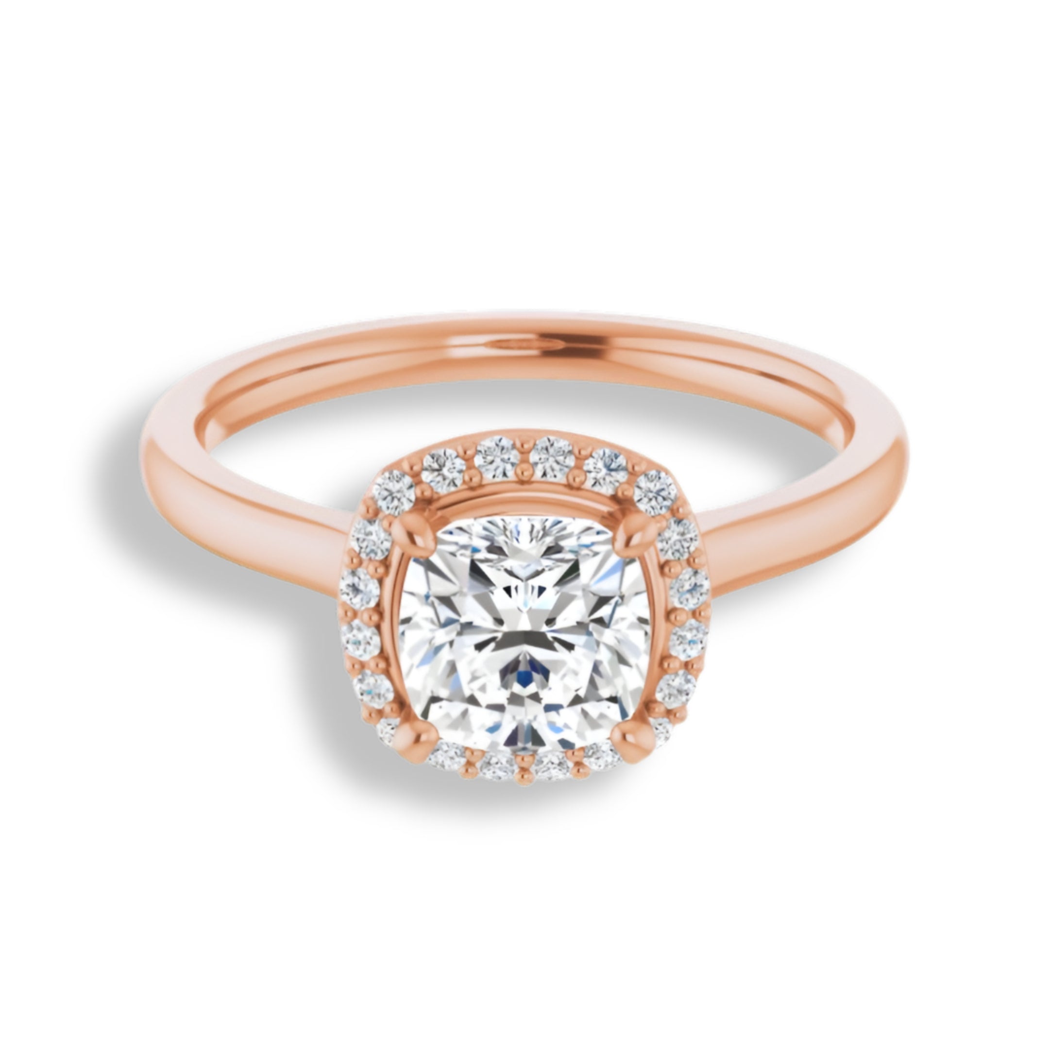 Cushion Cut Diamond Halo Engagement Ring-VIRABYANI