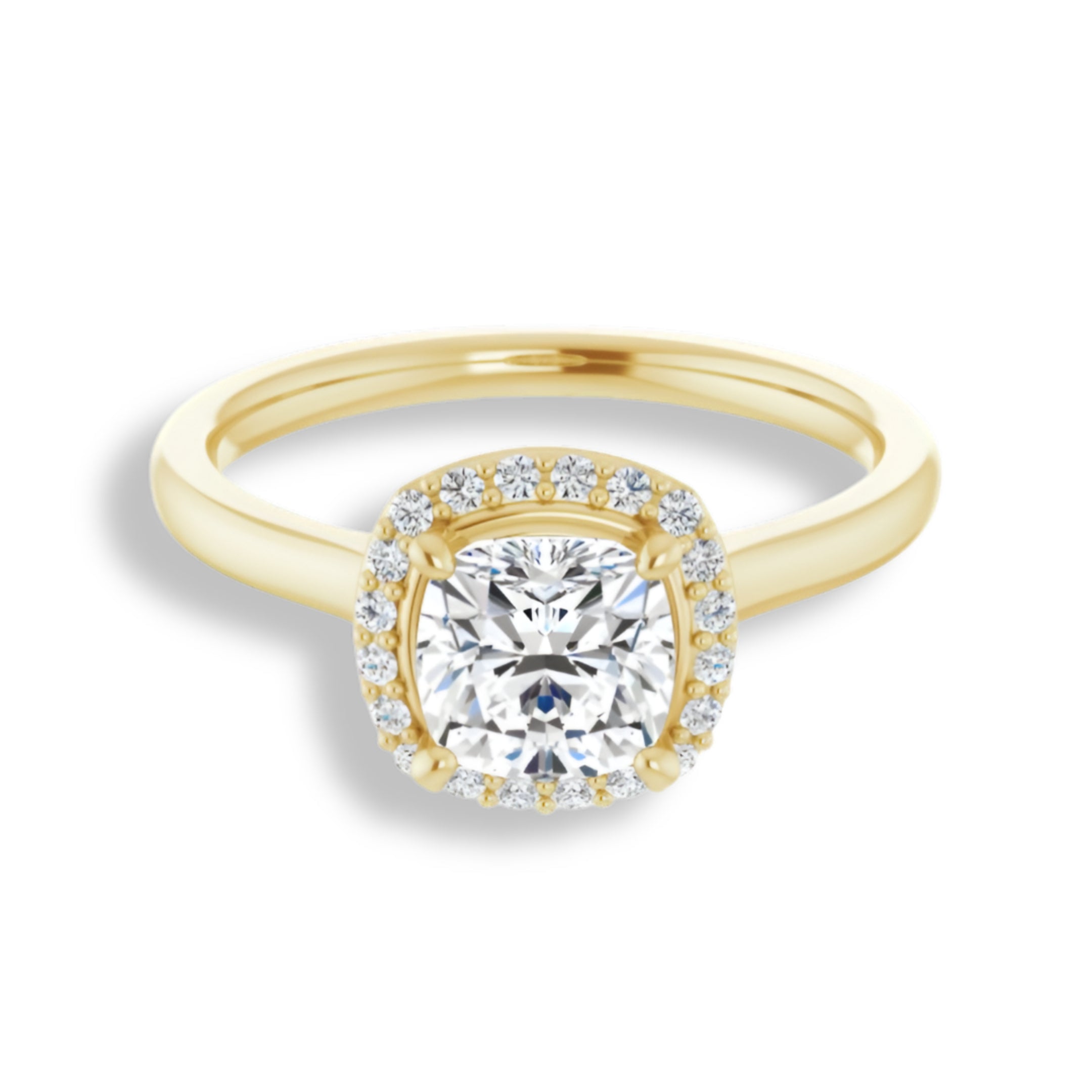 Cushion Cut Diamond Halo Engagement Ring-VIRABYANI