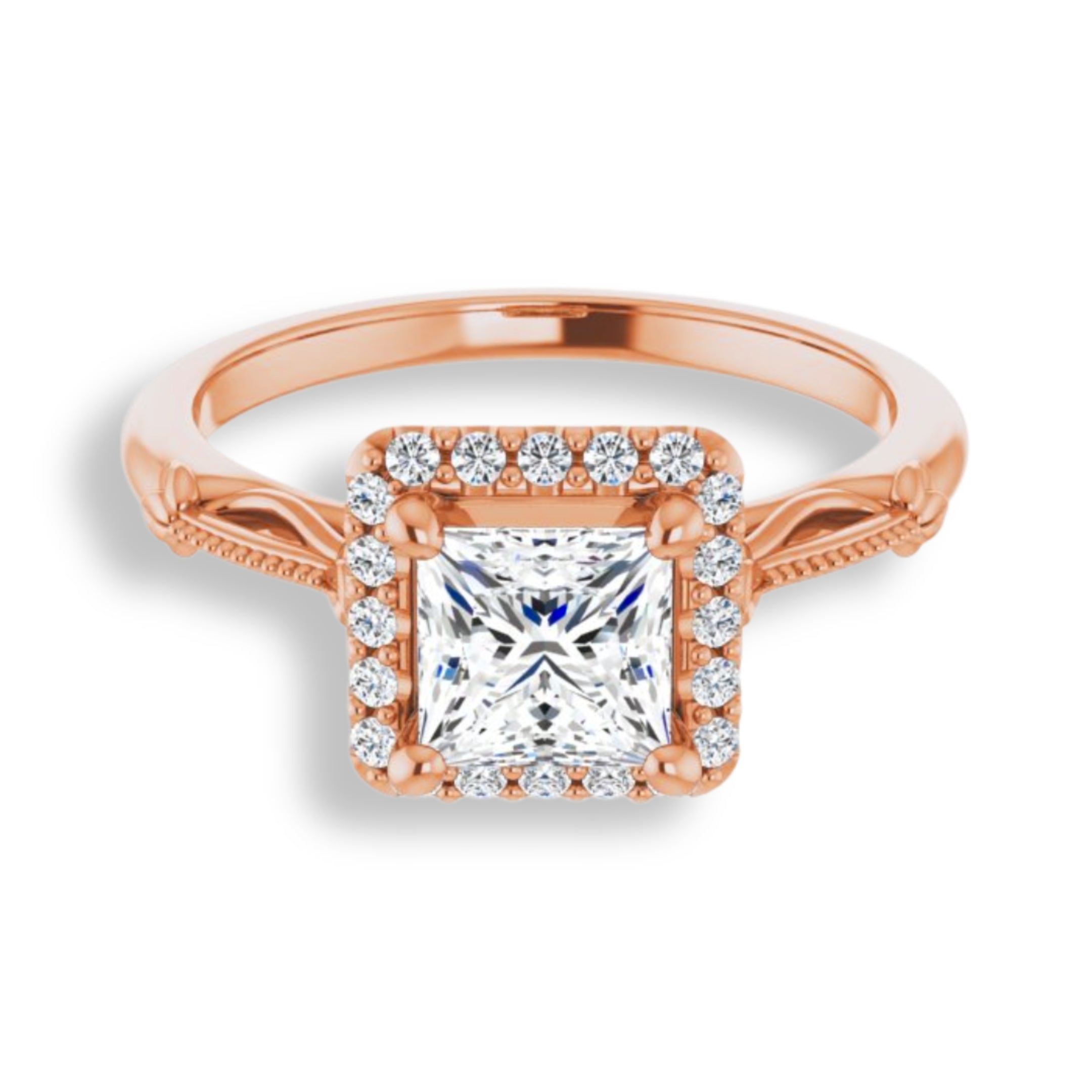 Princess Diamond Halo Engagement Ring-VIRABYANI