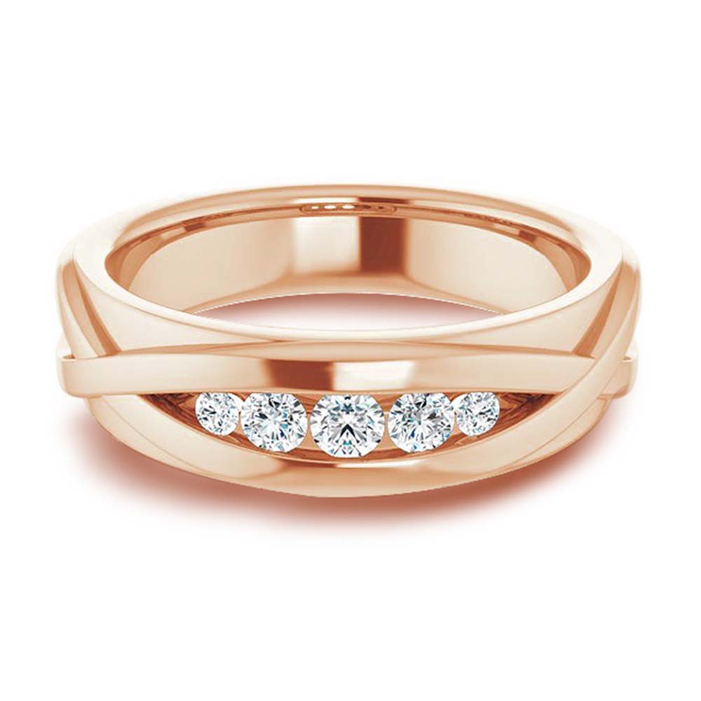 0.33 ctw Channel Set Round Diamond Men's Ring-VIRABYANI