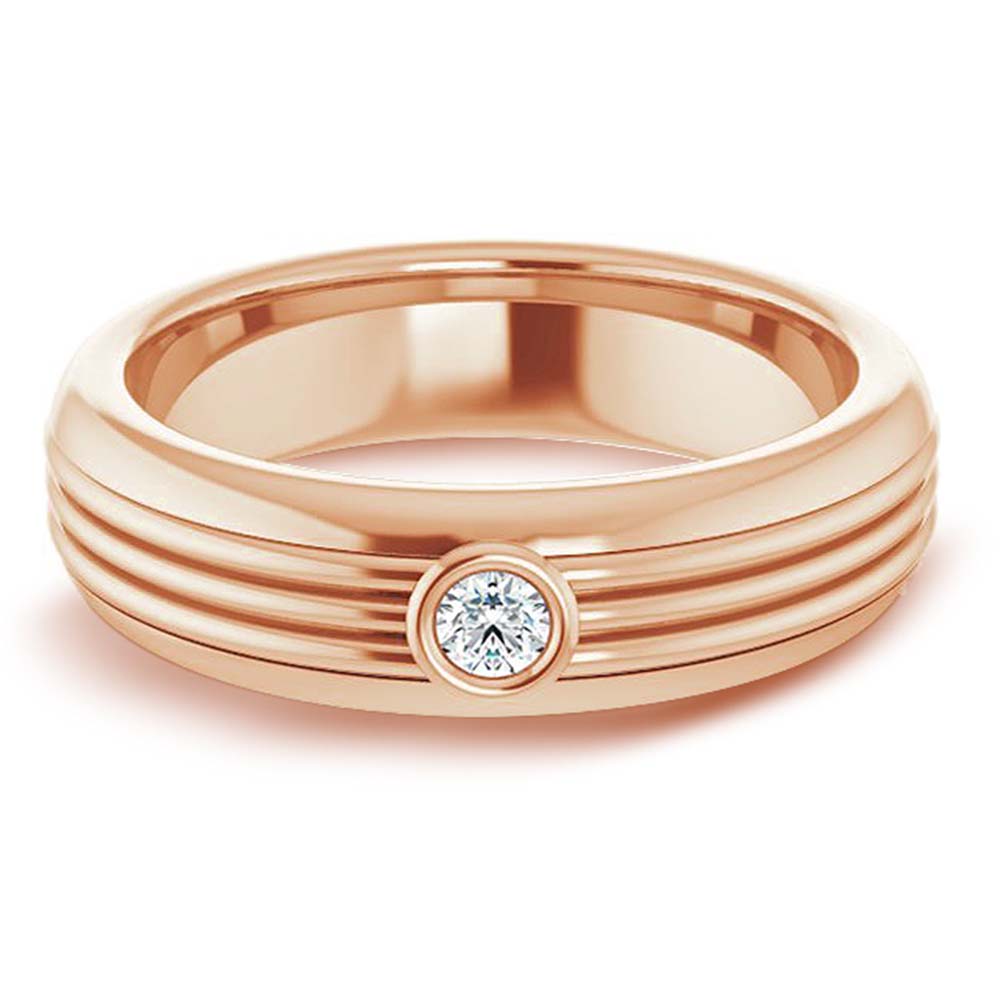 Bezel Set Single Diamond Men's Band-VIRABYANI