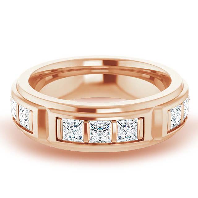 2.70 ctw Bar Set Princess Cut Diamond Men's Ring-VIRABYANI