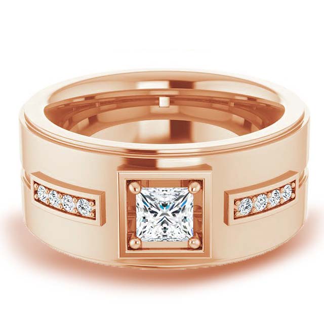 0.62 ctw Princess & Round Diamond Wide Men's Ring-VIRABYANI